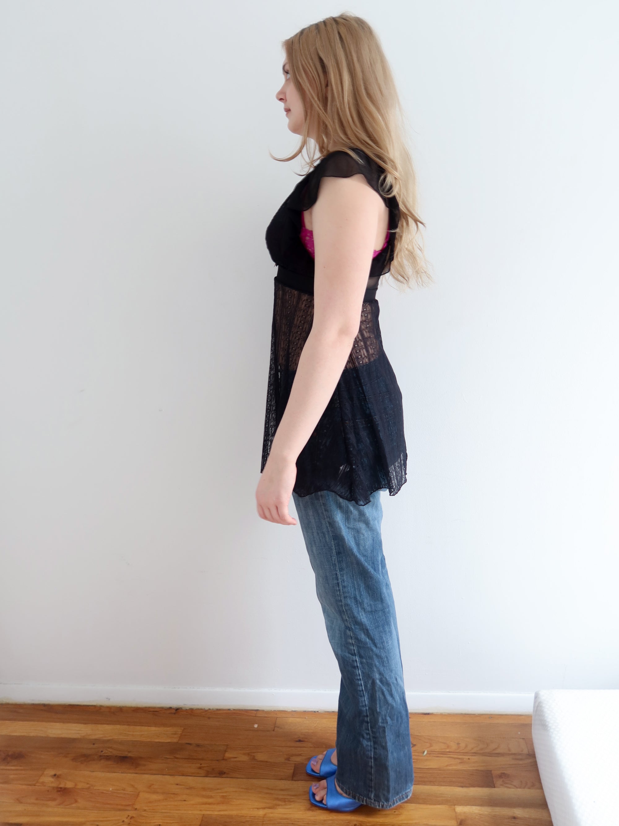 Vintage Black Babydoll Top