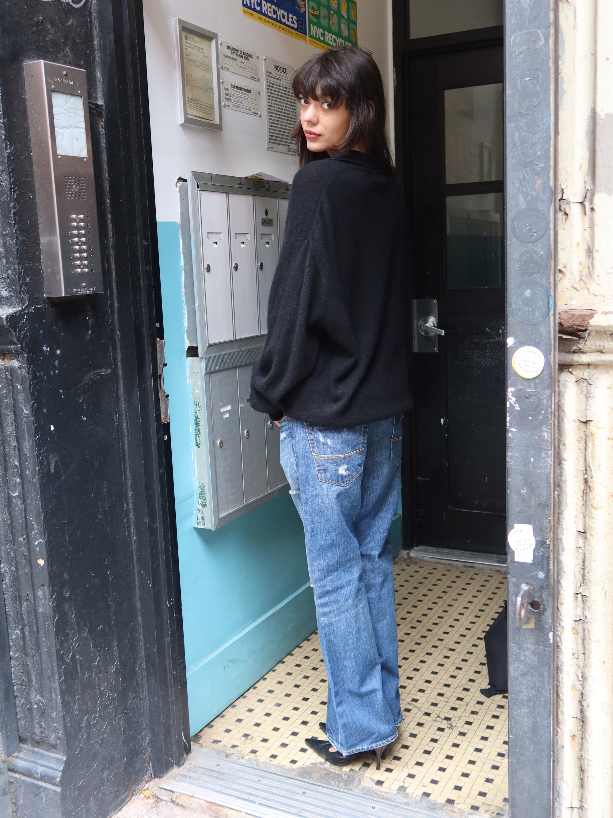 Vintage Black Cashmere Crew