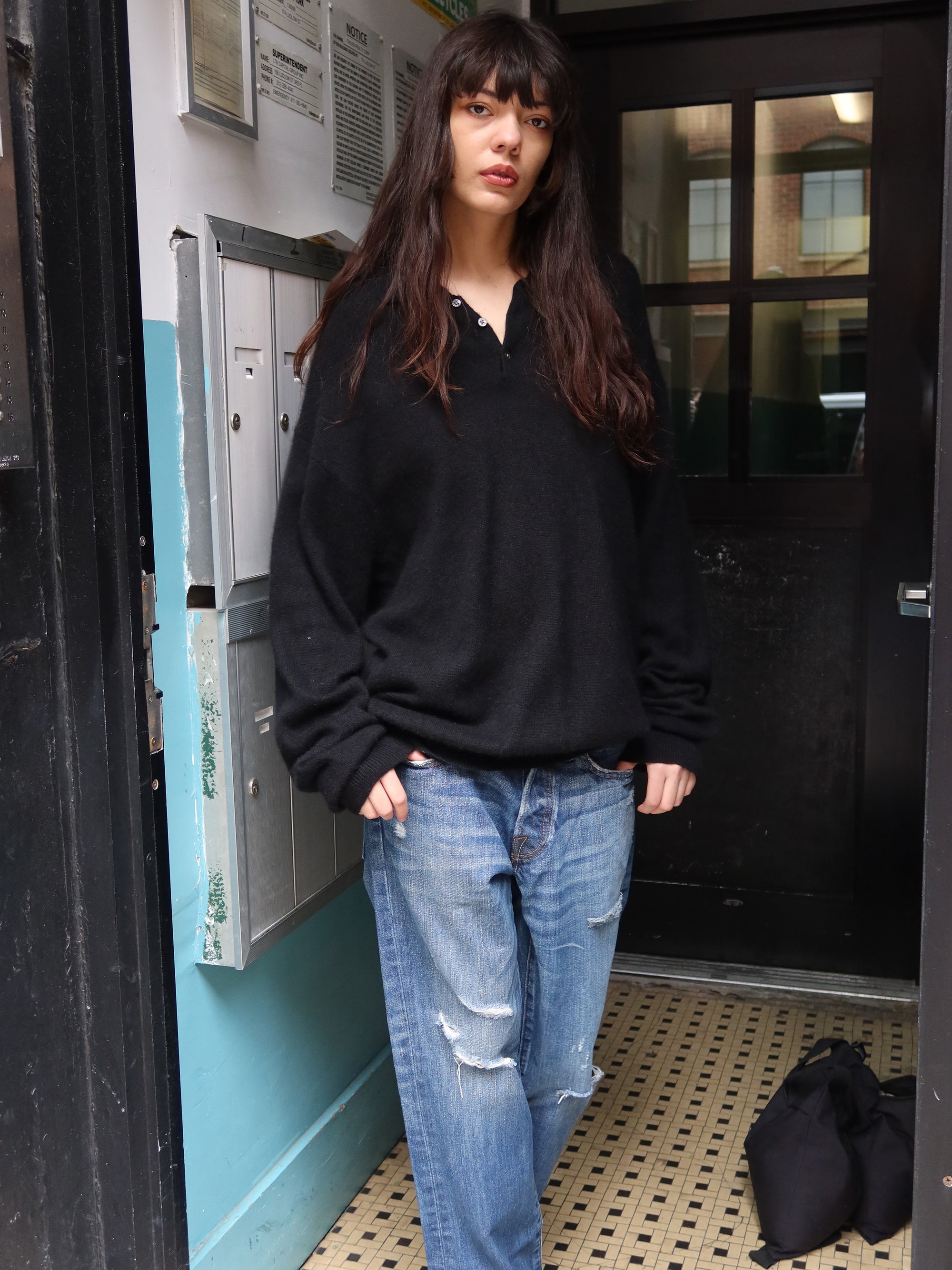 Vintage Black Cashmere Crew