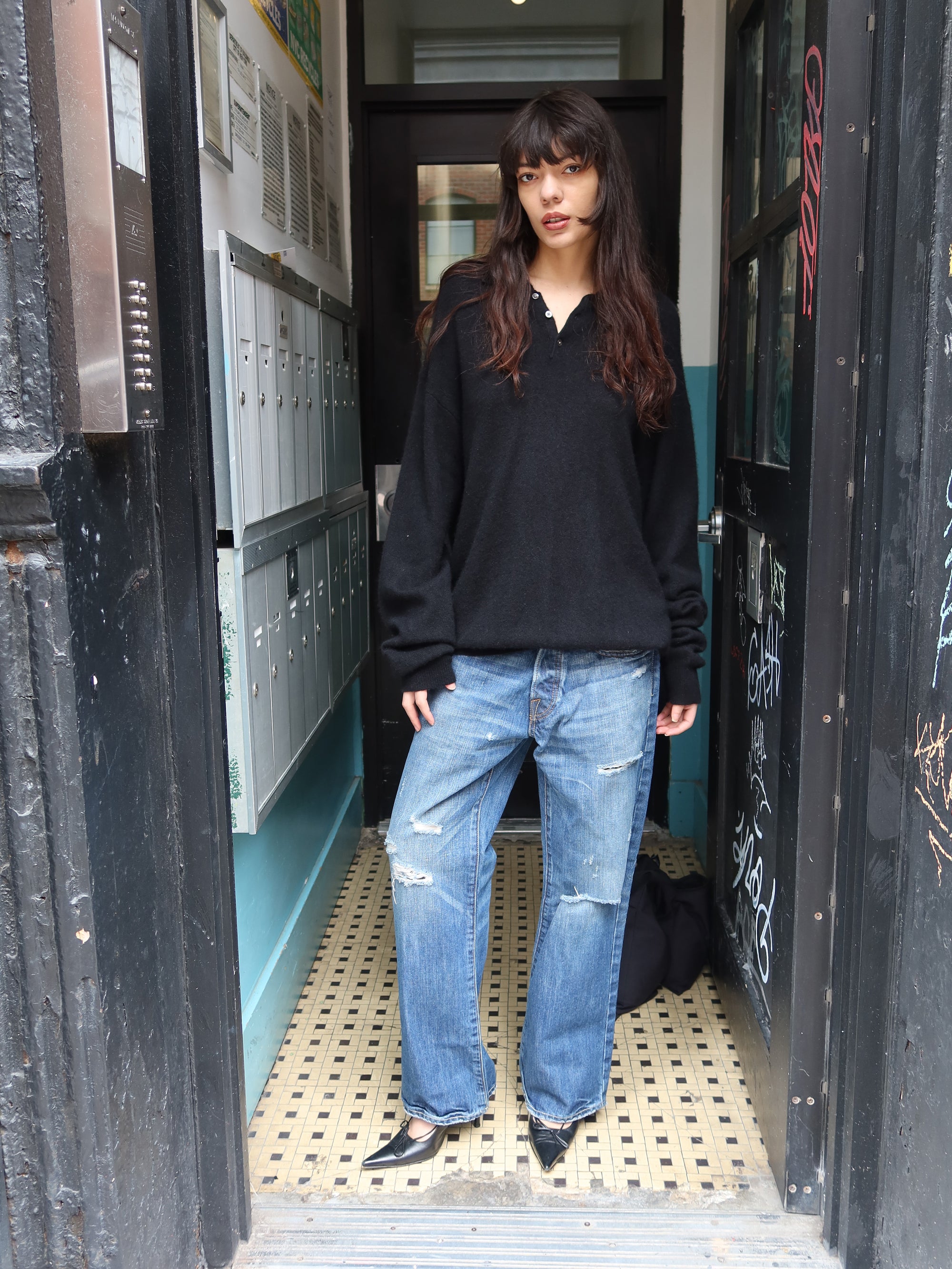 Vintage Black Cashmere Crew