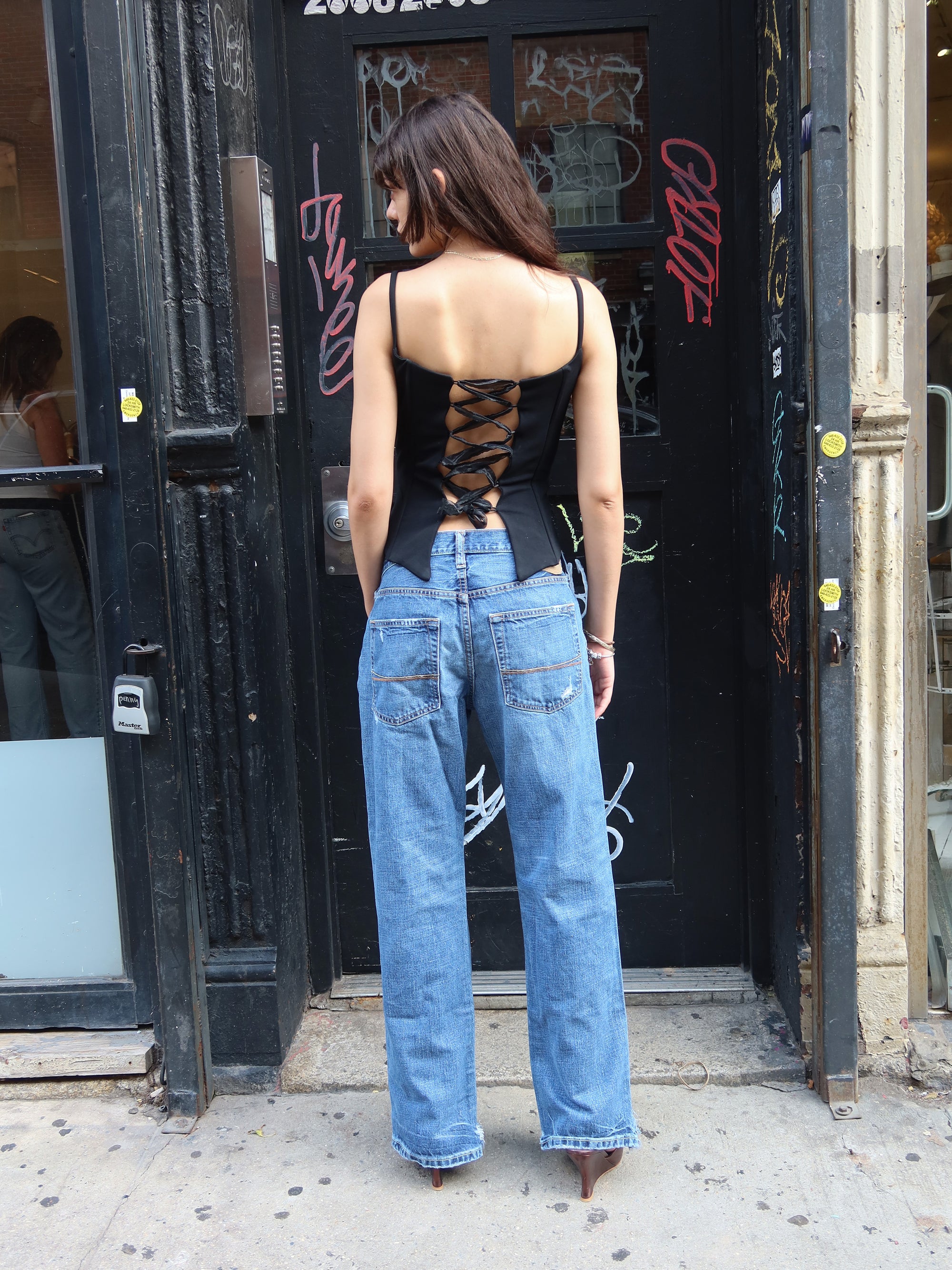 Vintage French Lace Up Top