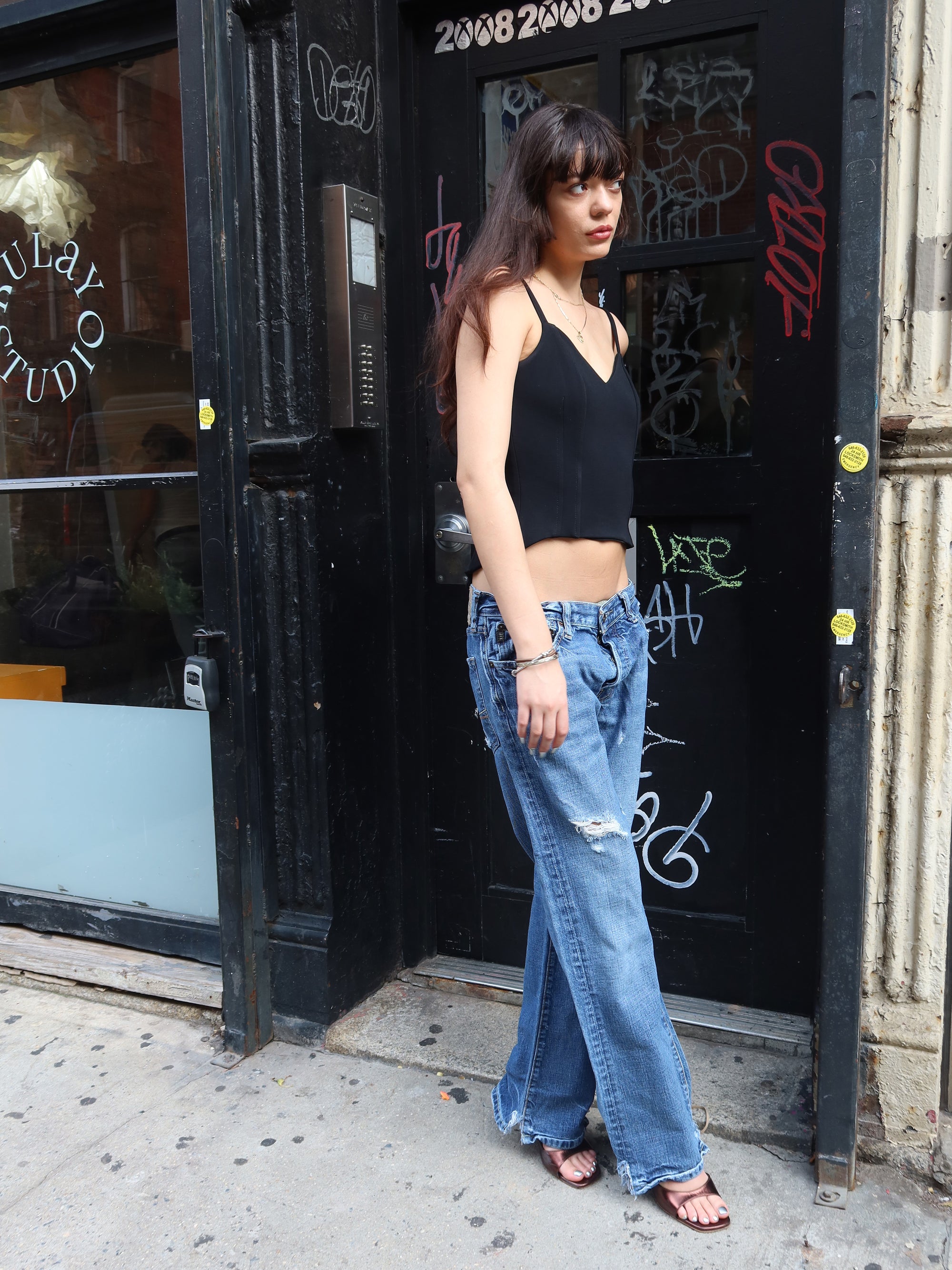 Vintage French Lace Up Top