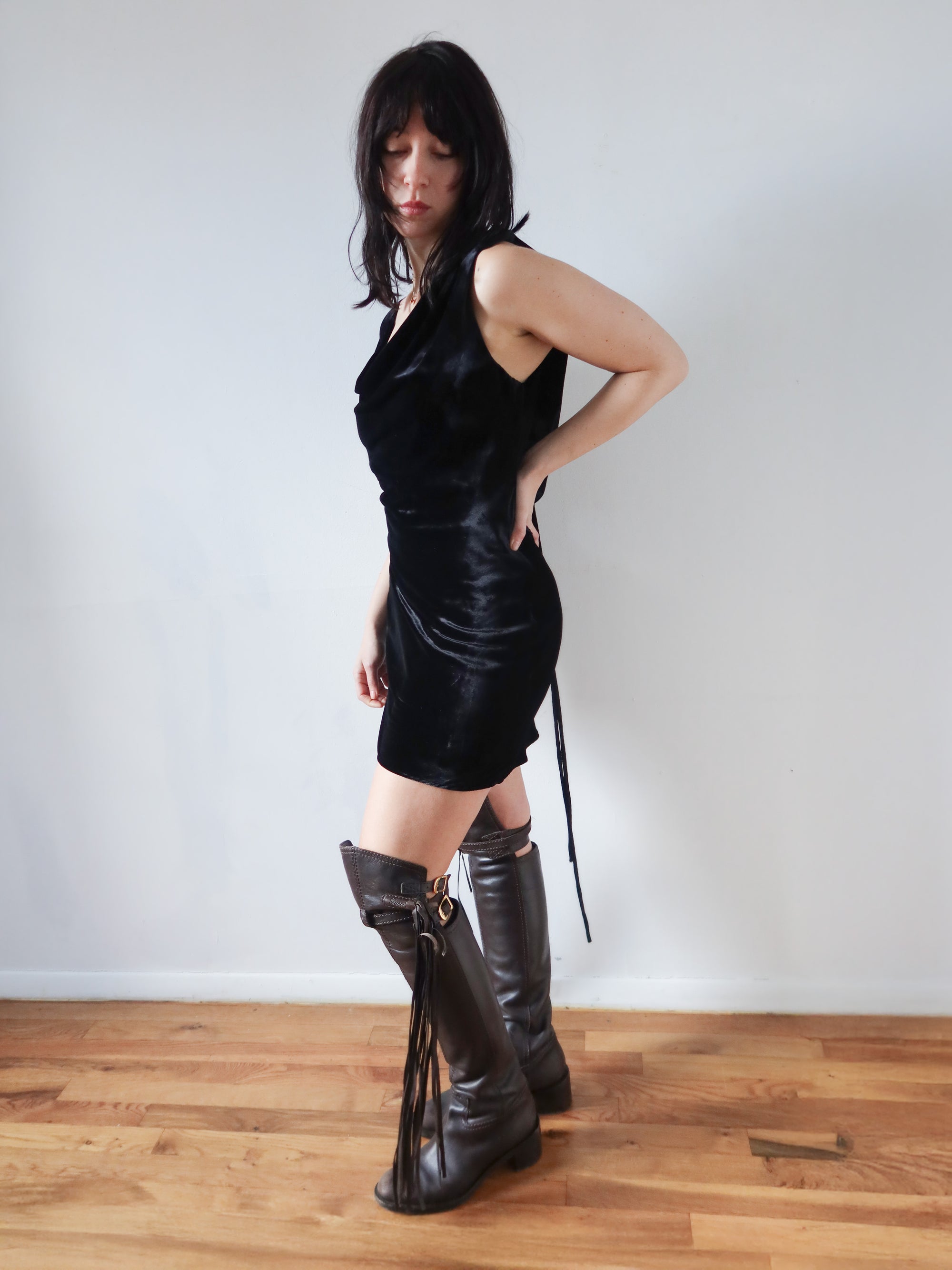 Velvet Mini Dress - Black