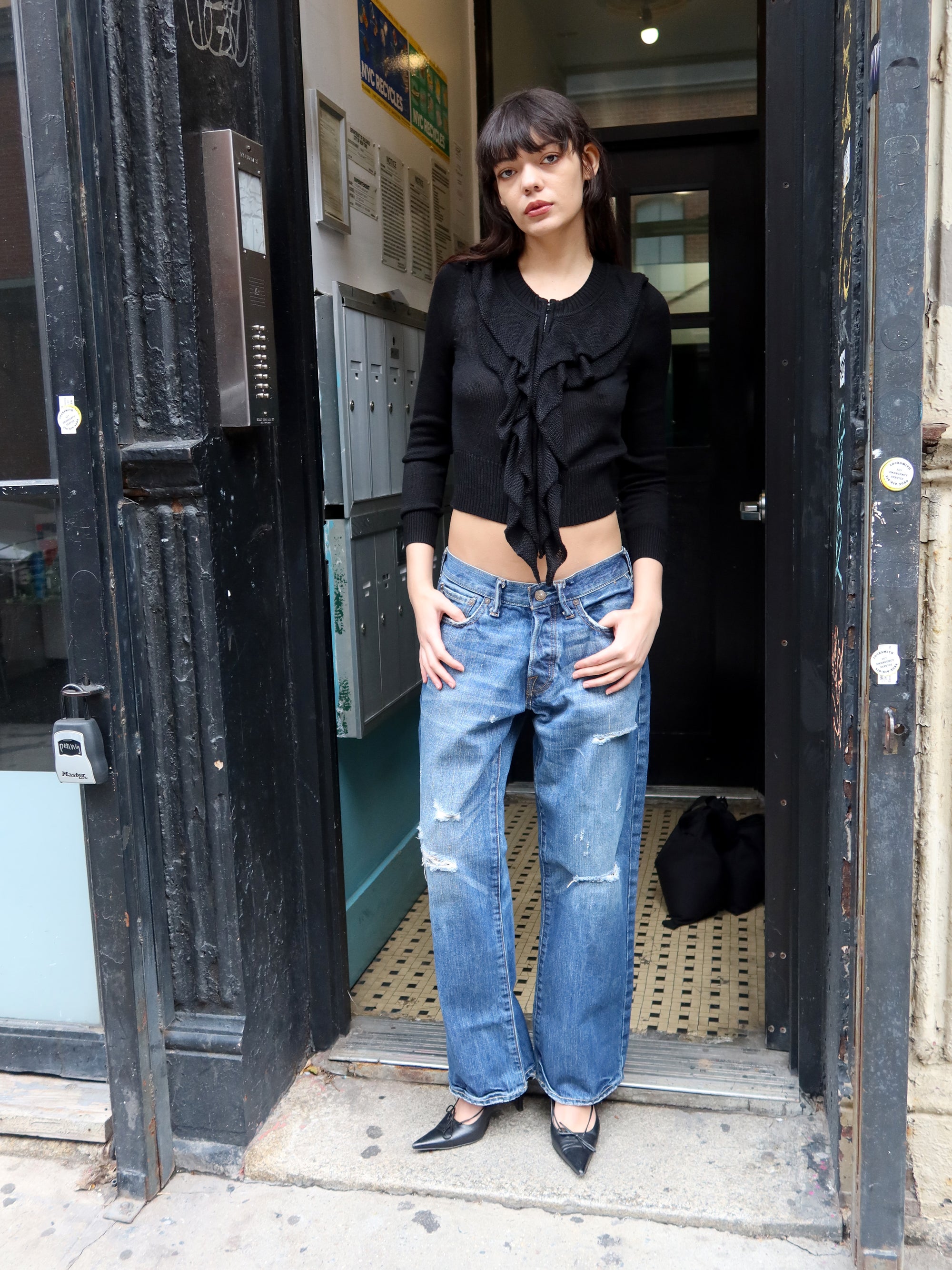 Vintage Black Zip Sweater