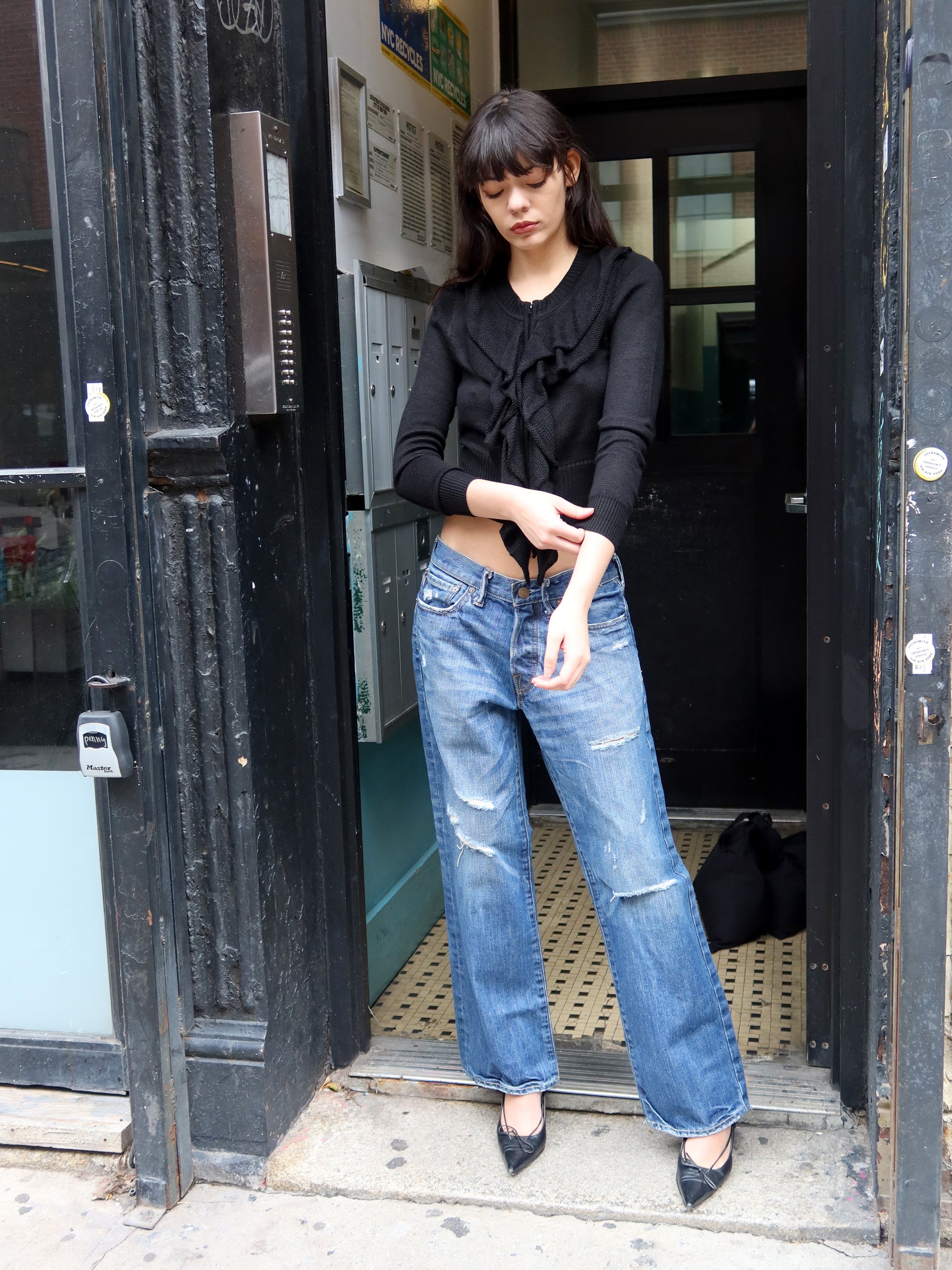 Vintage Black Zip Sweater