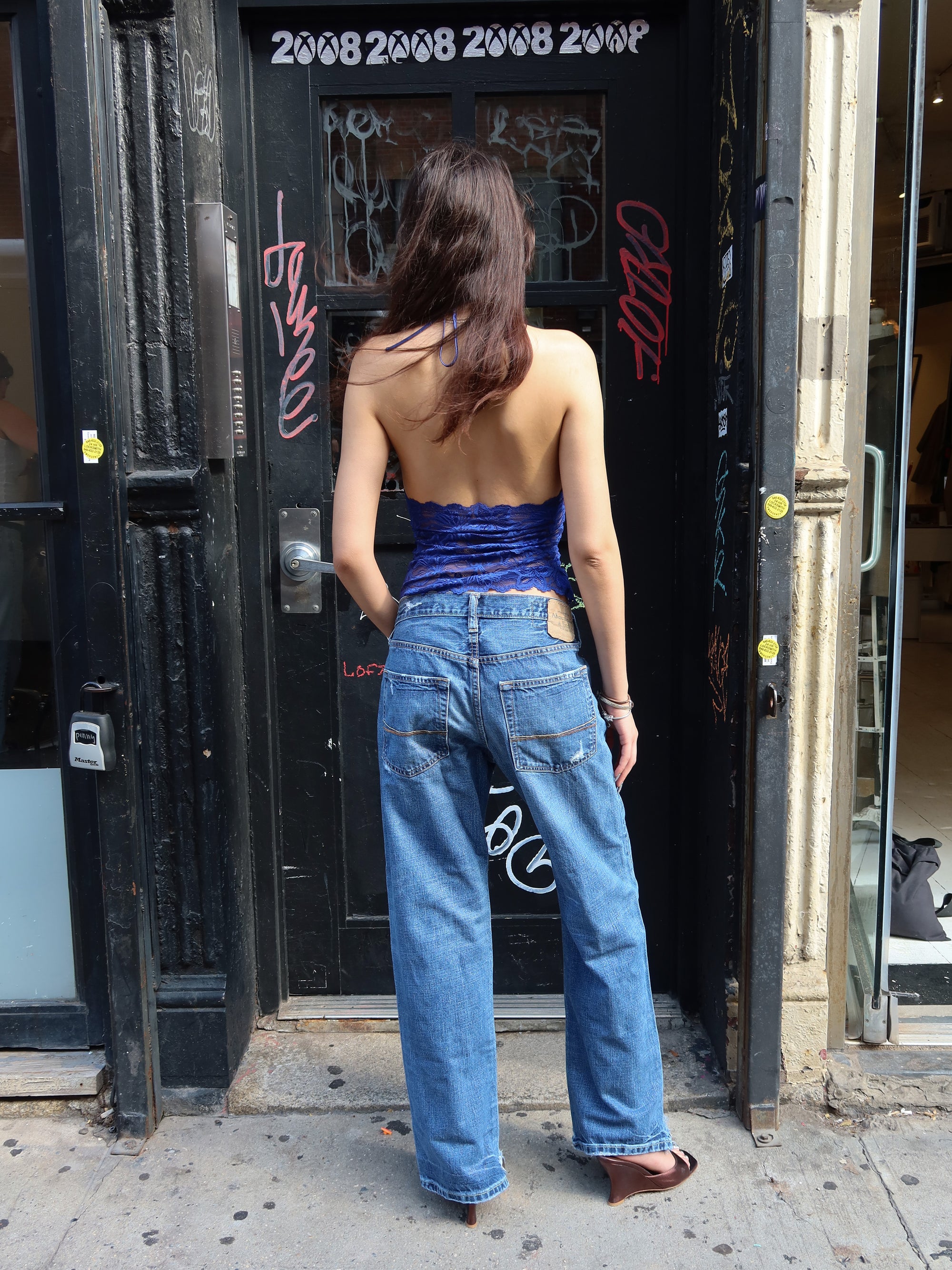Vintage Blue Lace Halter Top