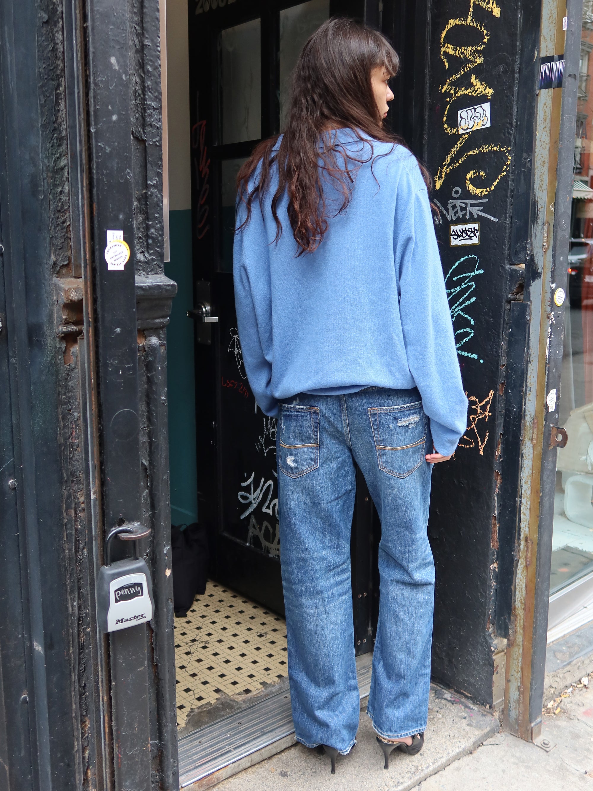 Vintage Baby Blue Cashmere Crew