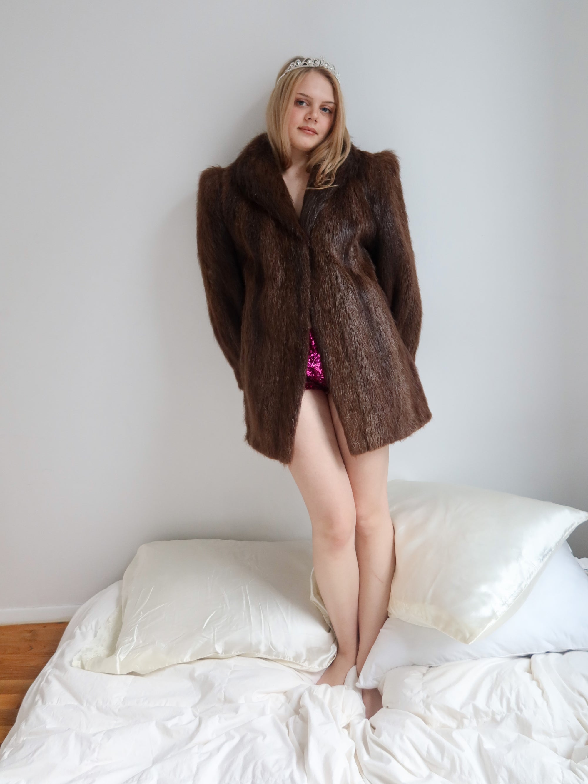 Vintage Raccoon Mini Fur Coat