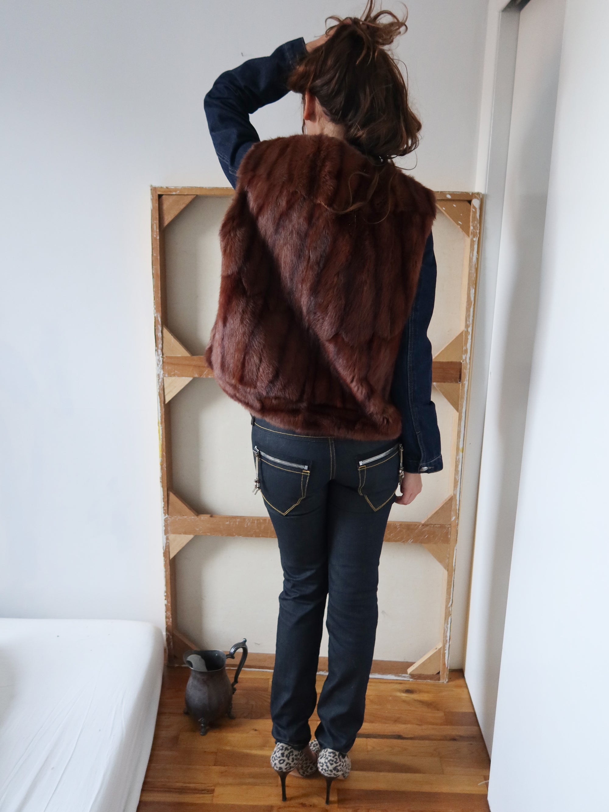 Vintage Brown Fur Vest