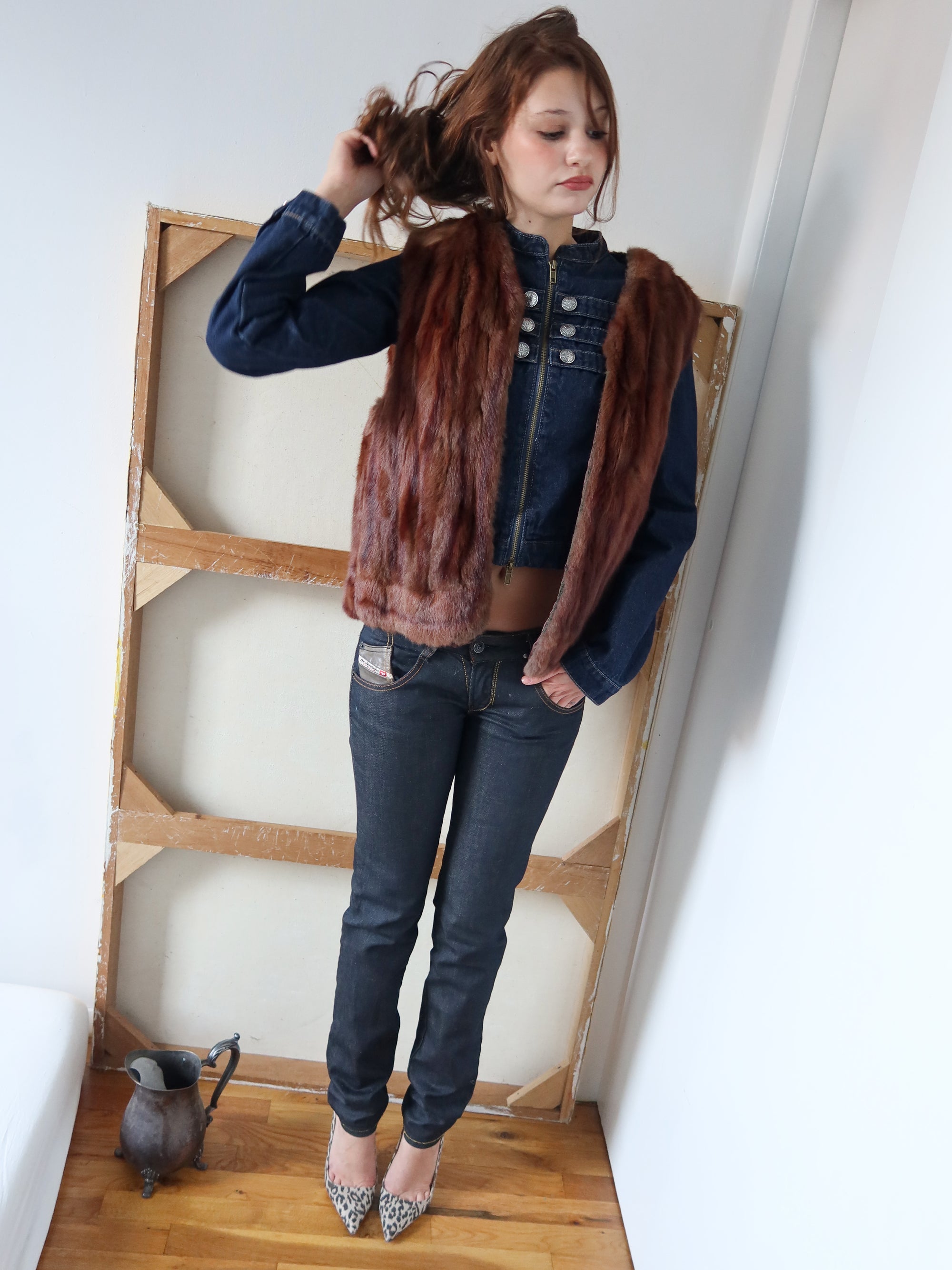 Vintage Brown Fur Vest