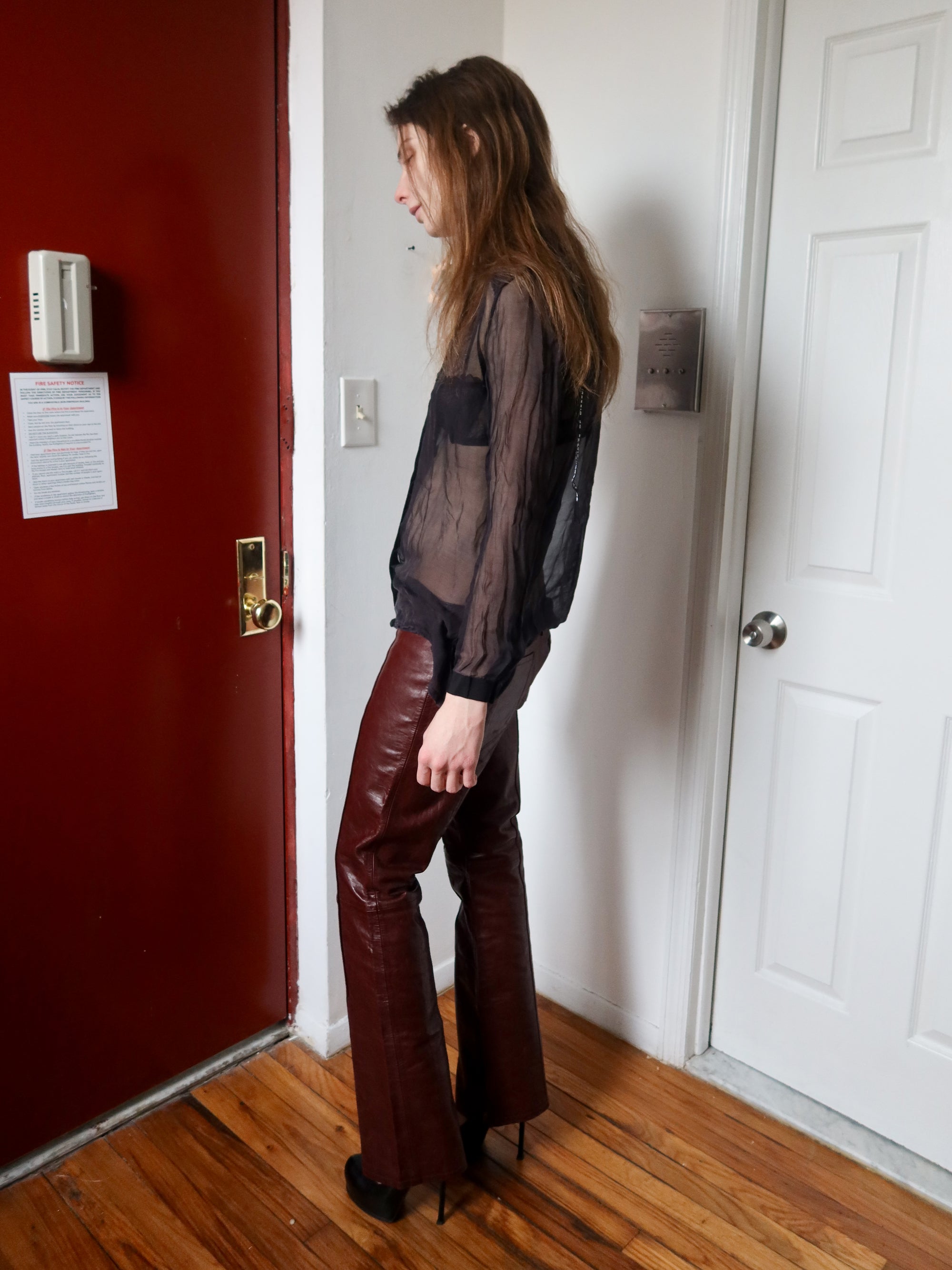 Vintage Burgundy Leather Pants