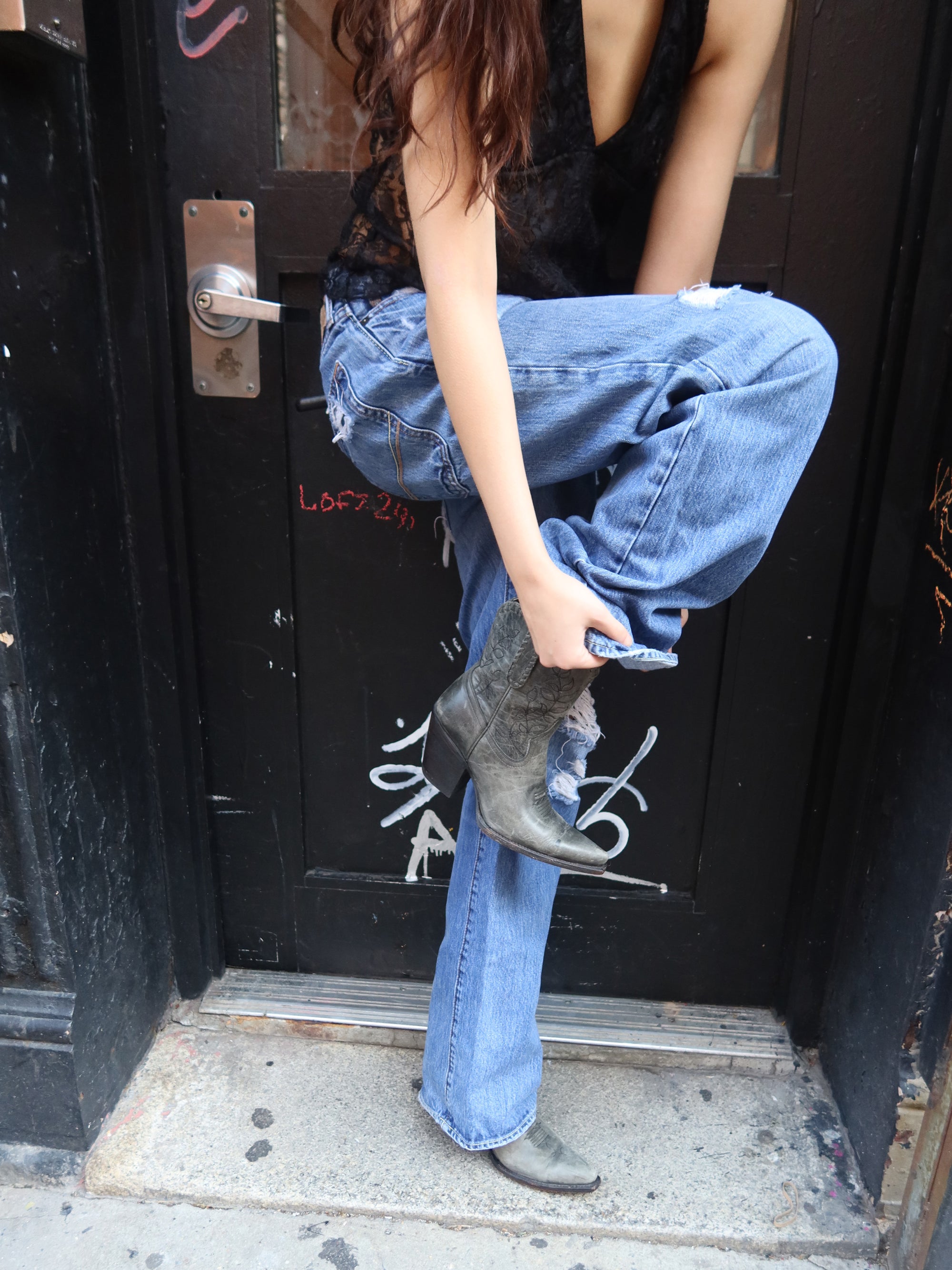 Vintage Worn Grey Boots