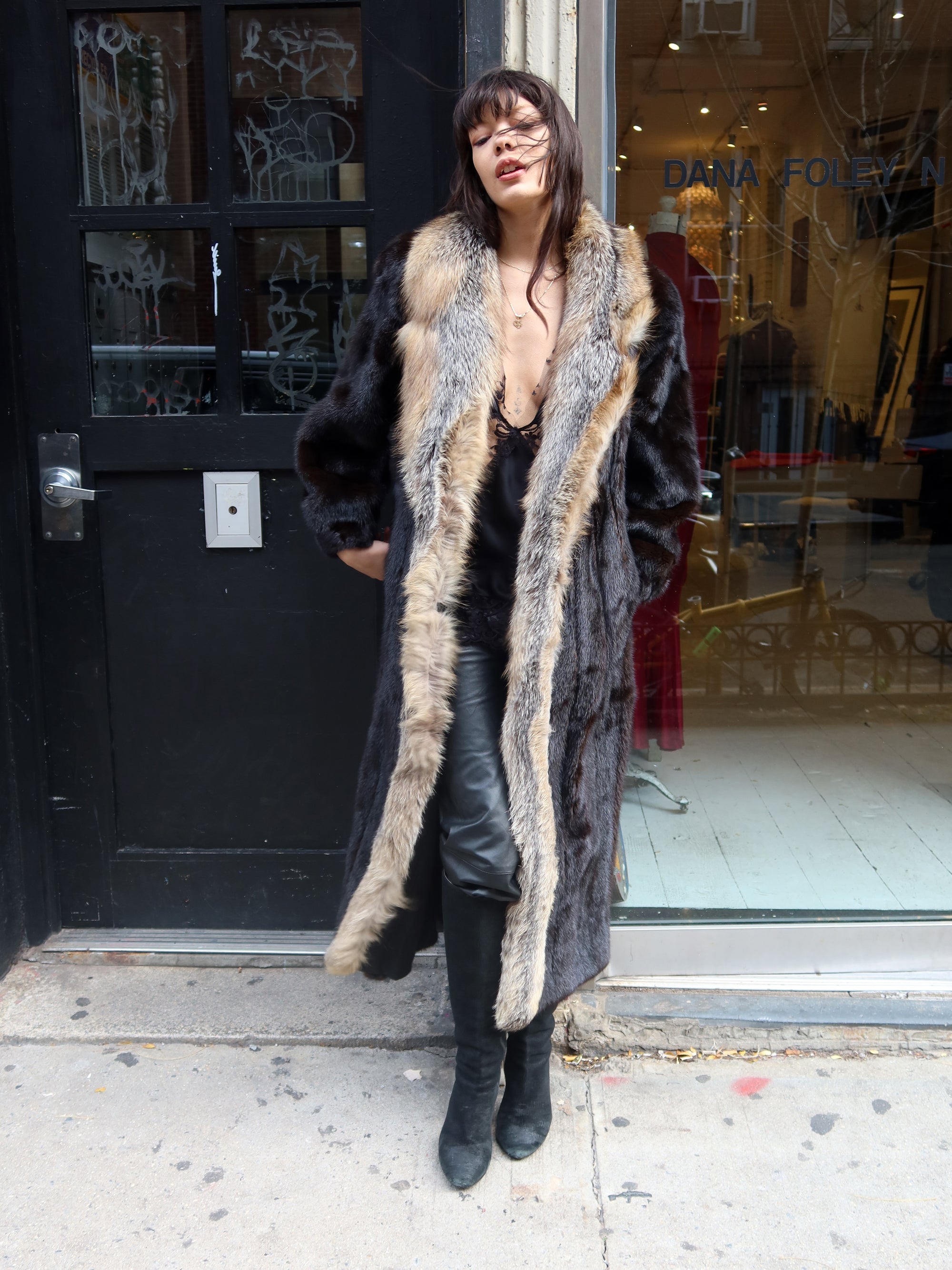 Vintage Mink and Fox Fur Coat