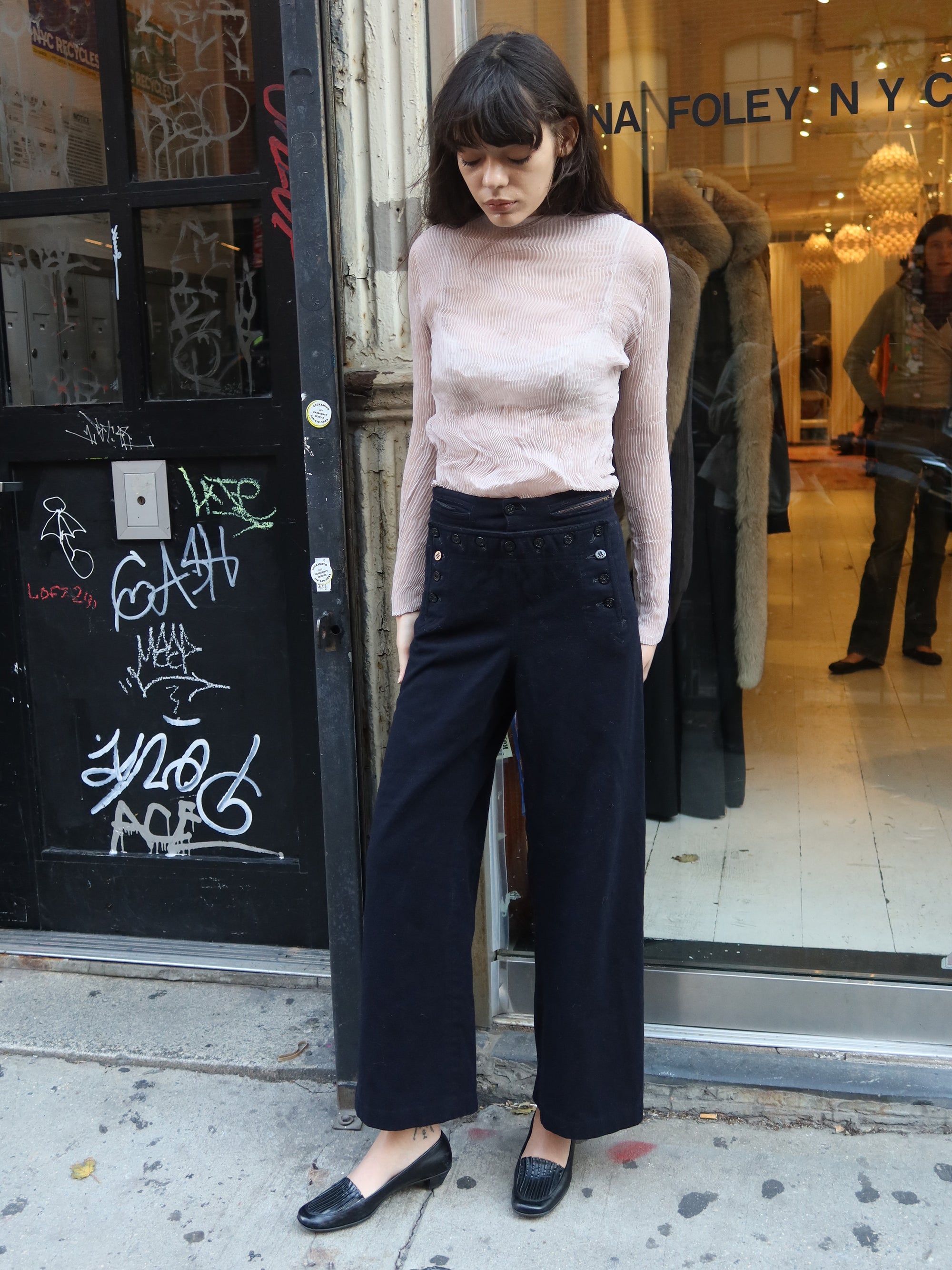Vintage Navy Wool Pants