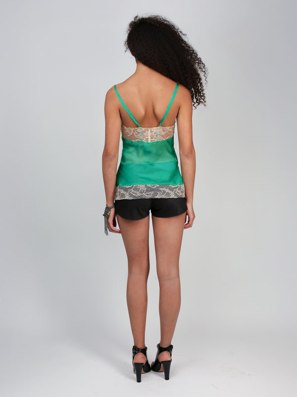 Silk Lace Cami - Green
