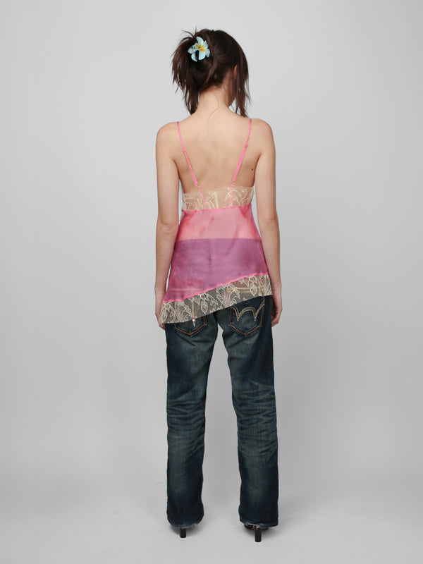 Silk Lace Cami - Hot Pink