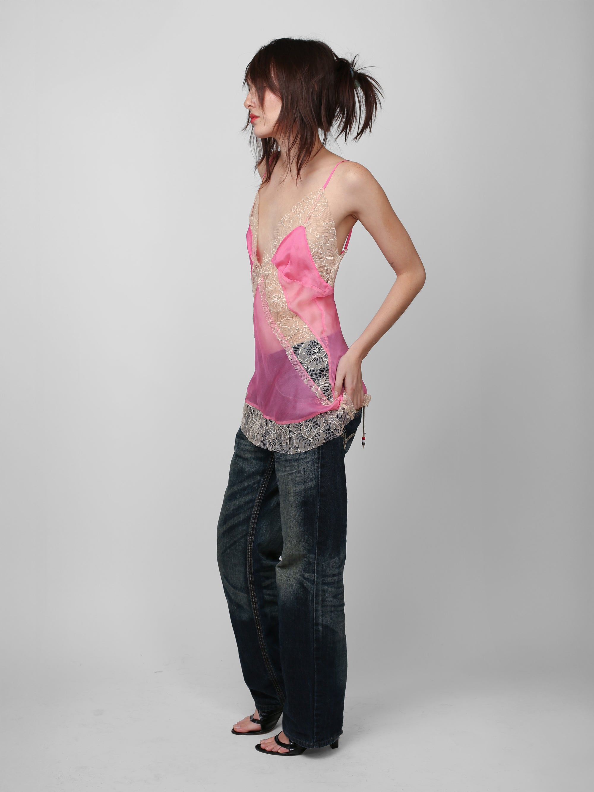 Silk Lace Cami - Hot Pink