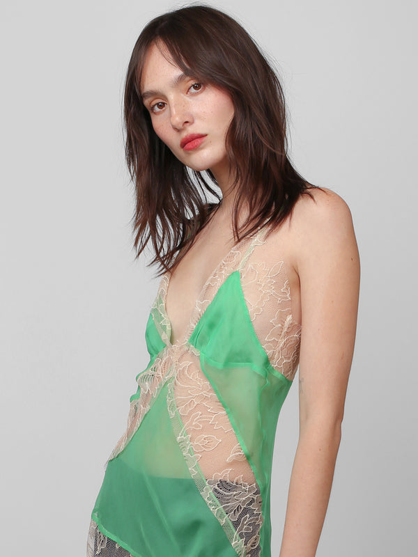 Silk Lace Cami - Lime