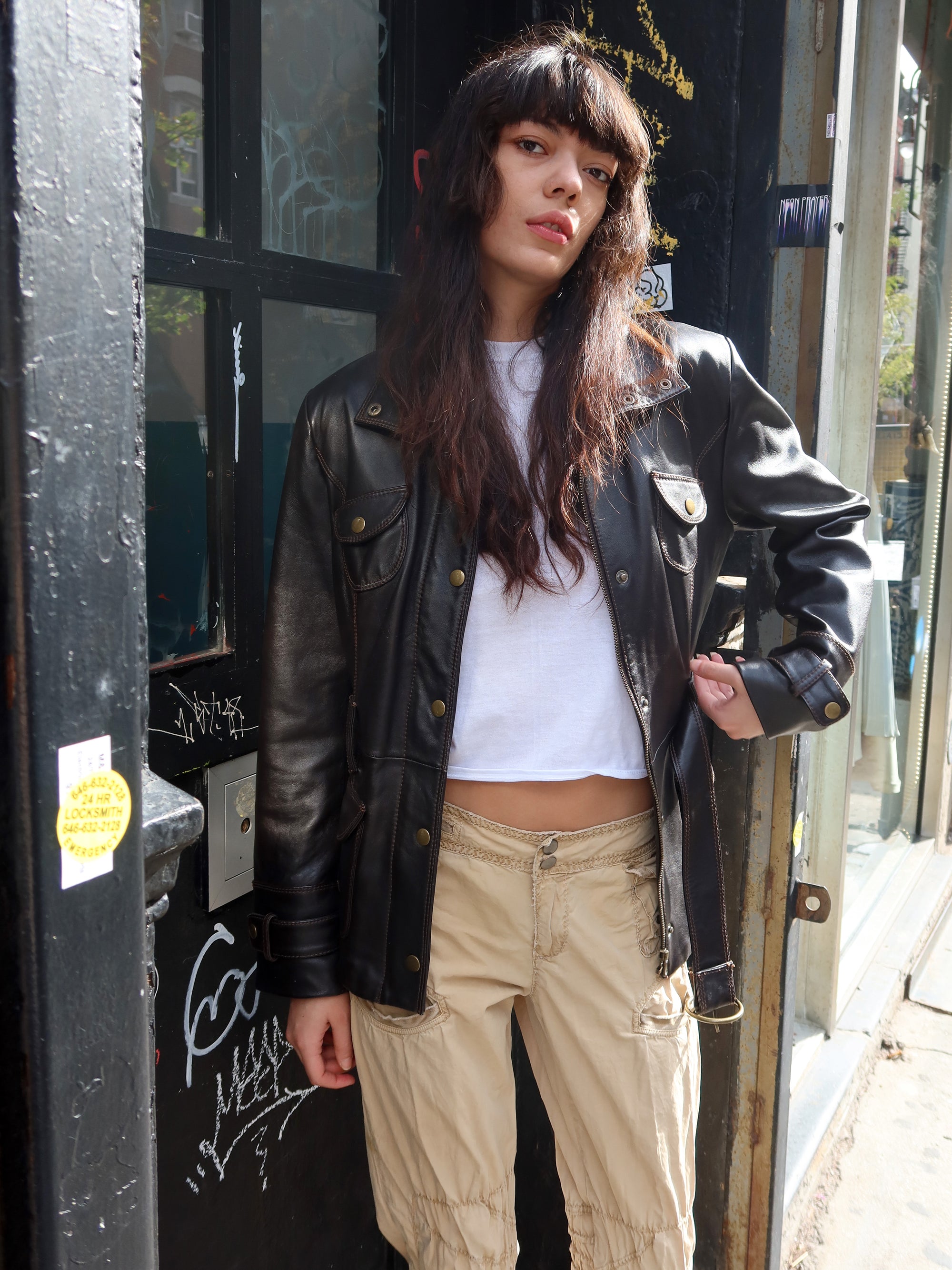 Vintage Belted Leather Jacket