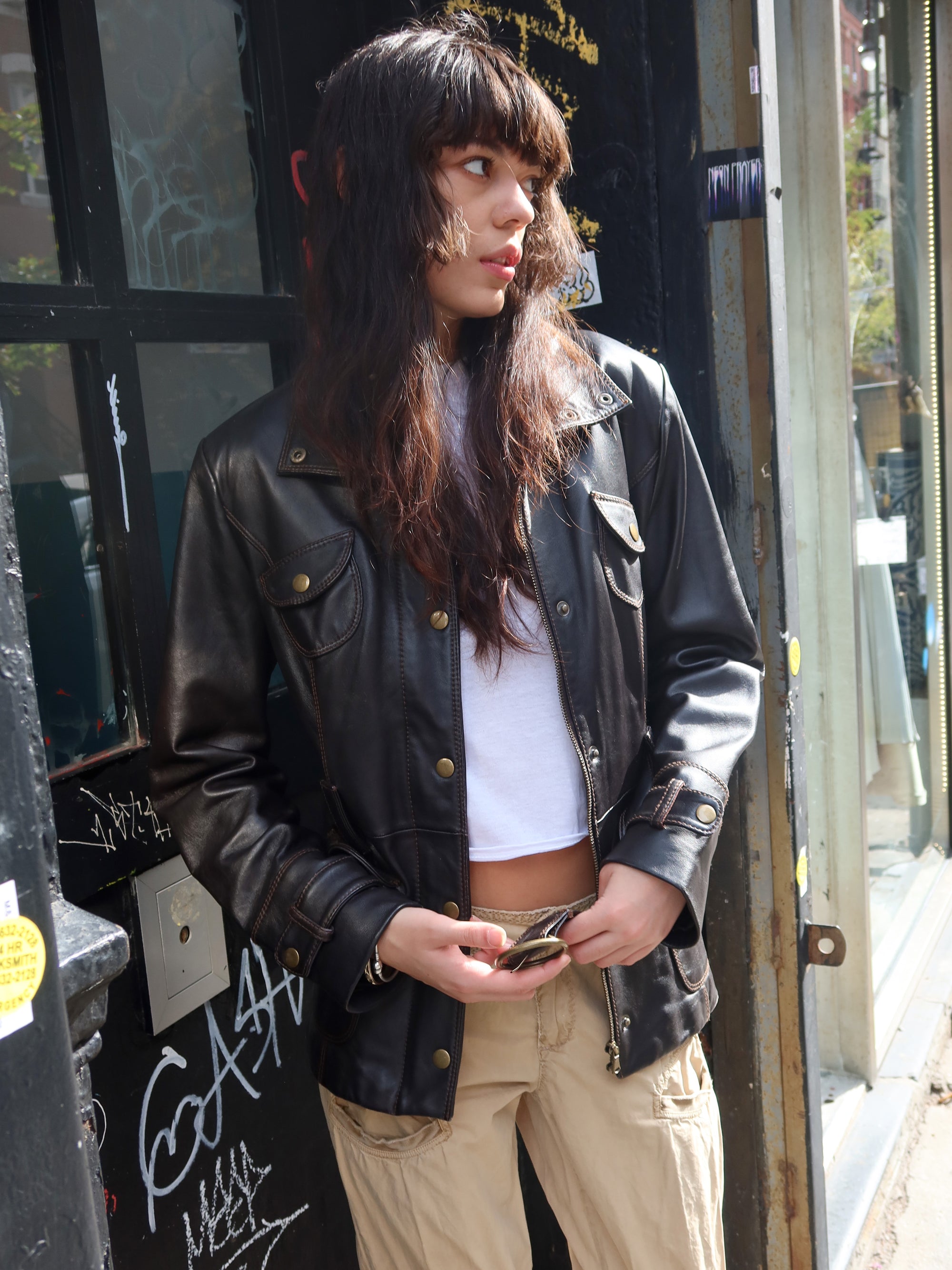 Vintage Belted Leather Jacket