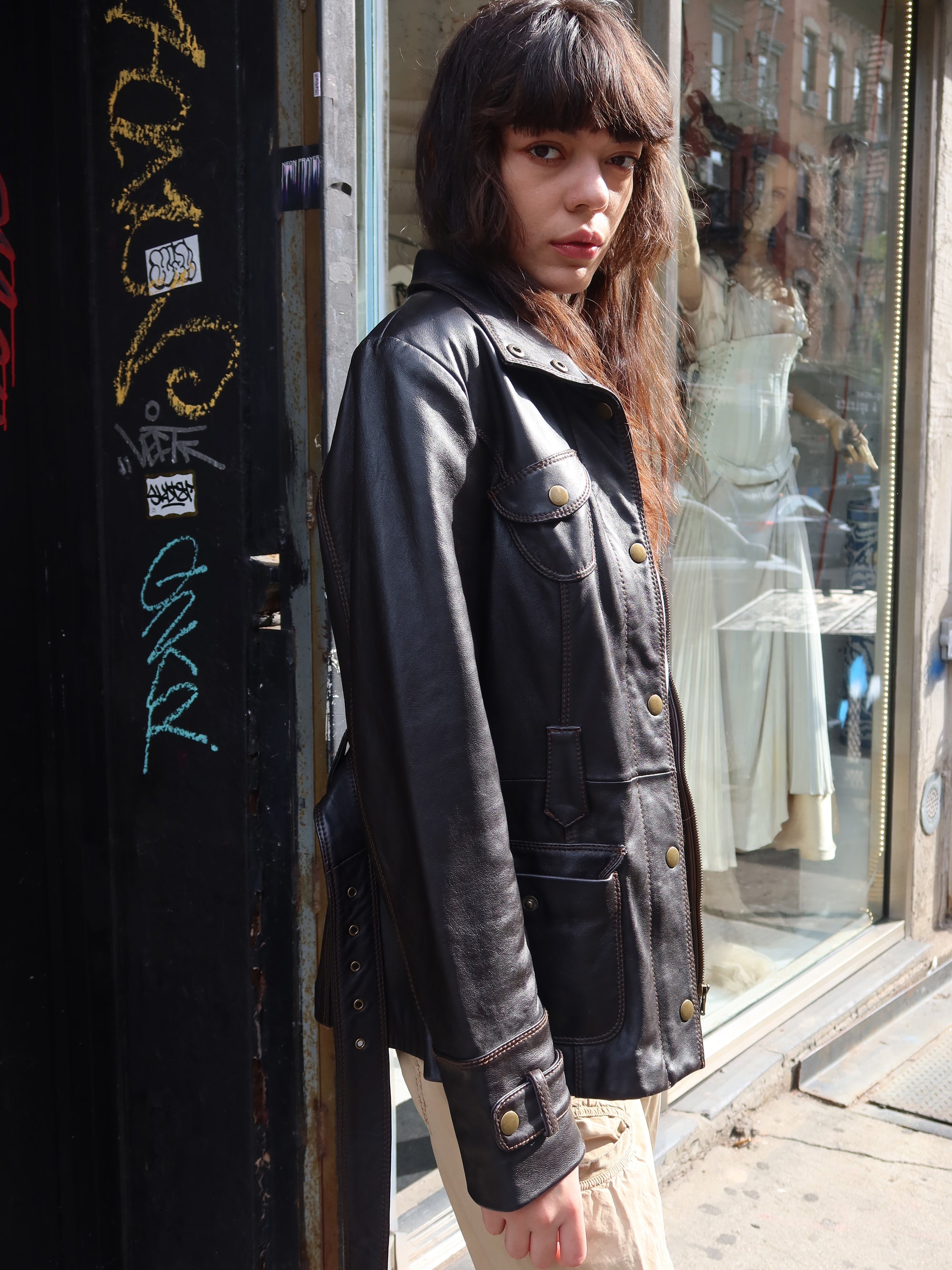 Vintage Belted Leather Jacket