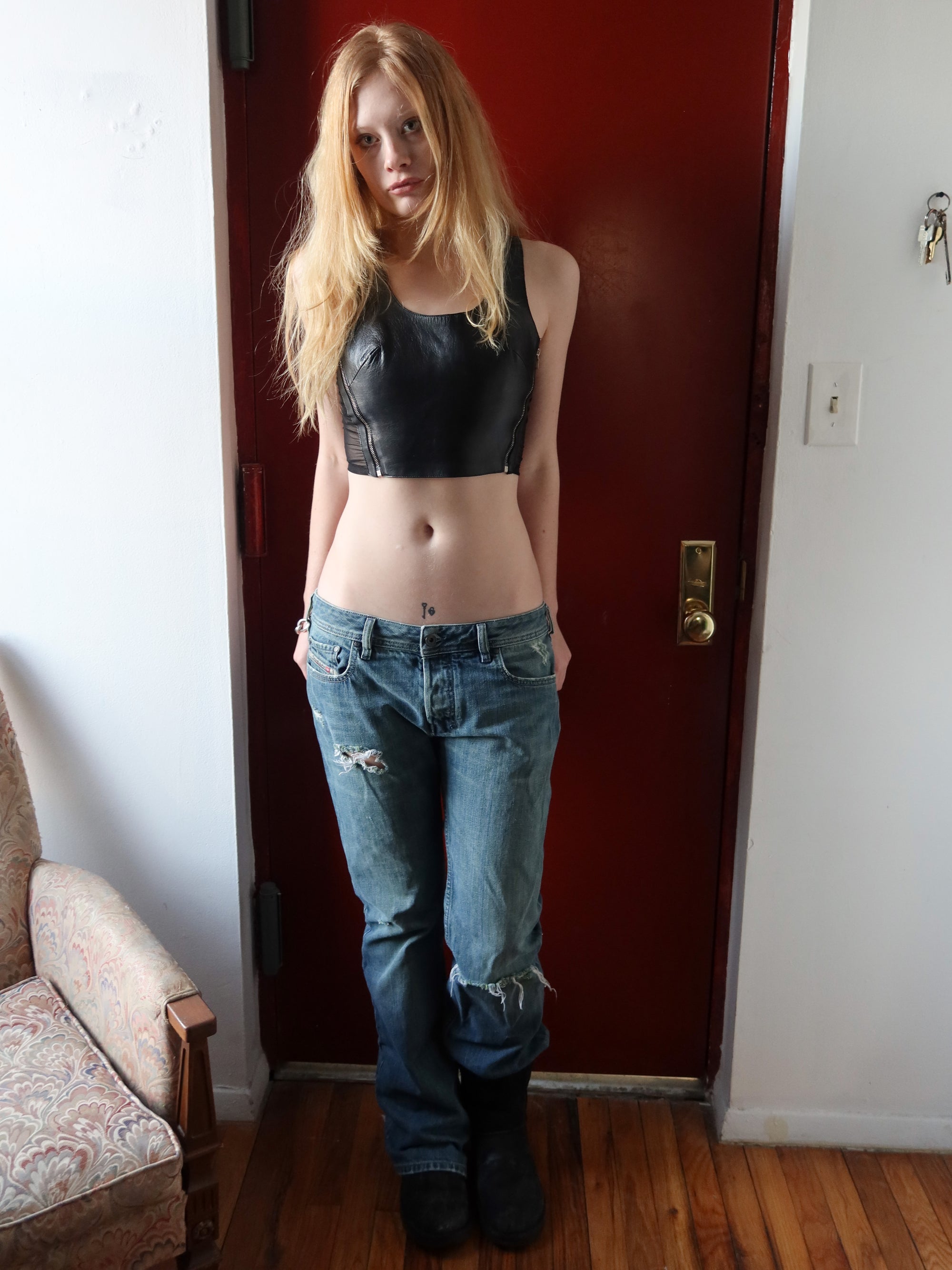 Vintage Plein Sud Leather Top