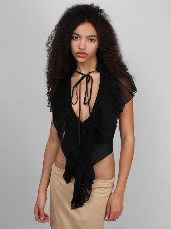 Pleated Vest Top - Black