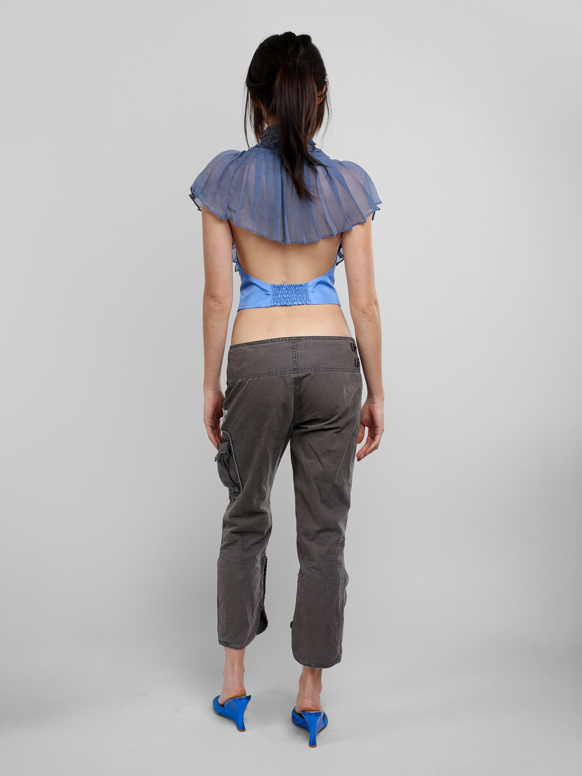 Pleated Vest Top - Slate Blue