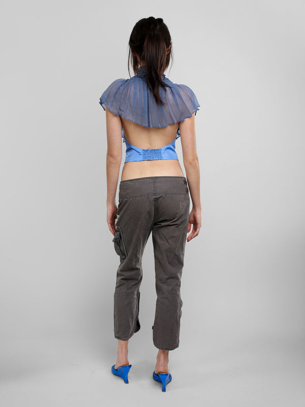 Pleated Vest Top - Slate Blue
