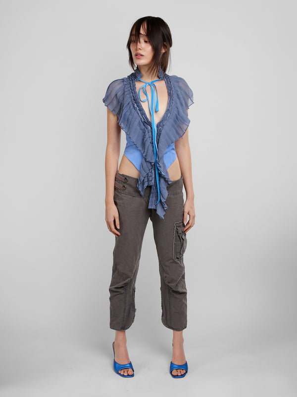 Pleated Vest Top - Slate Blue