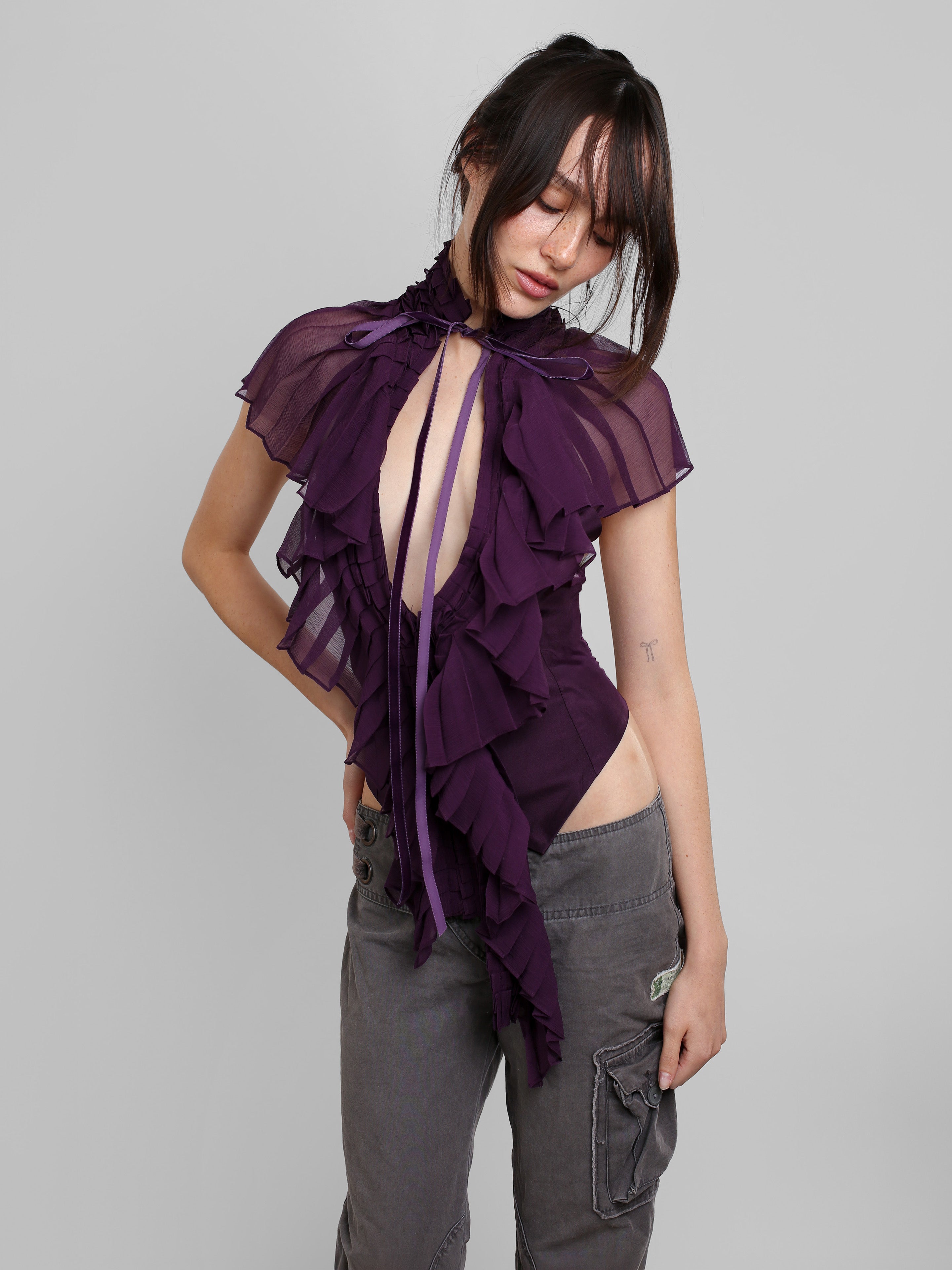 Pleated Vest Top - Plum – Dana Foley NYC