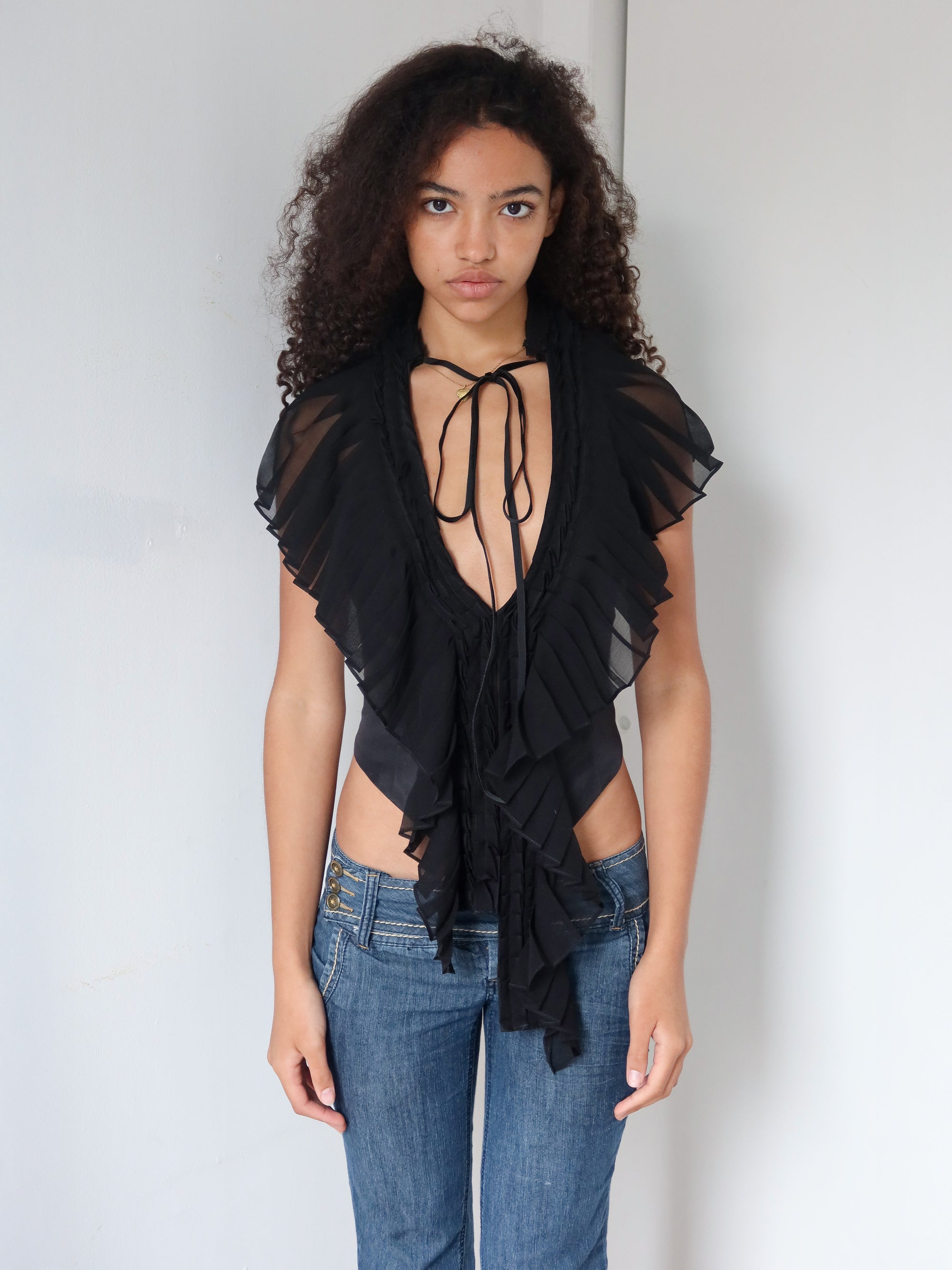 Pleated Vest Top - Black