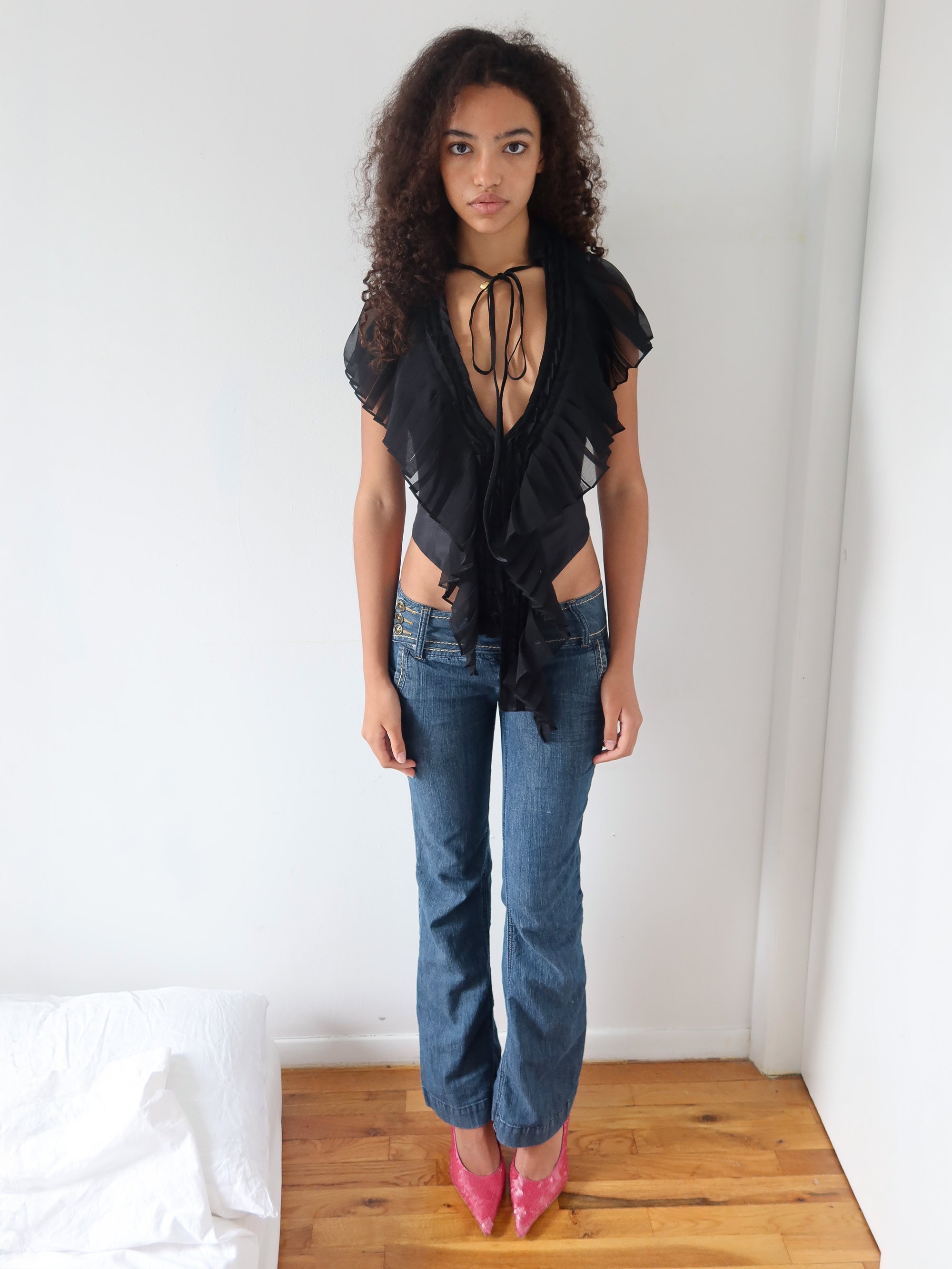 Pleated Vest Top - Black