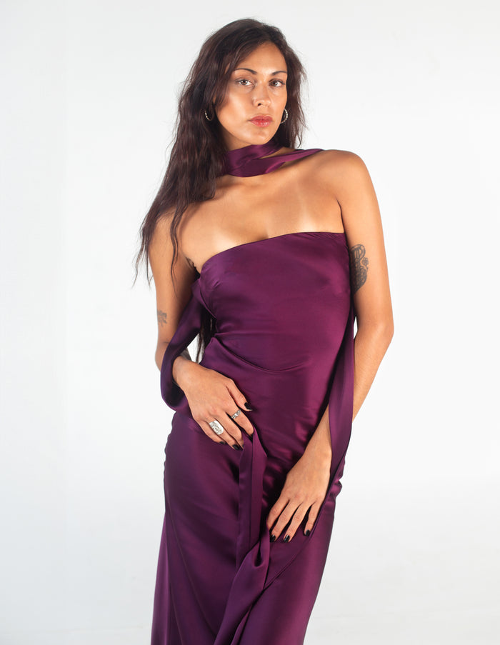 Classic Evening Midi Tube - Plum