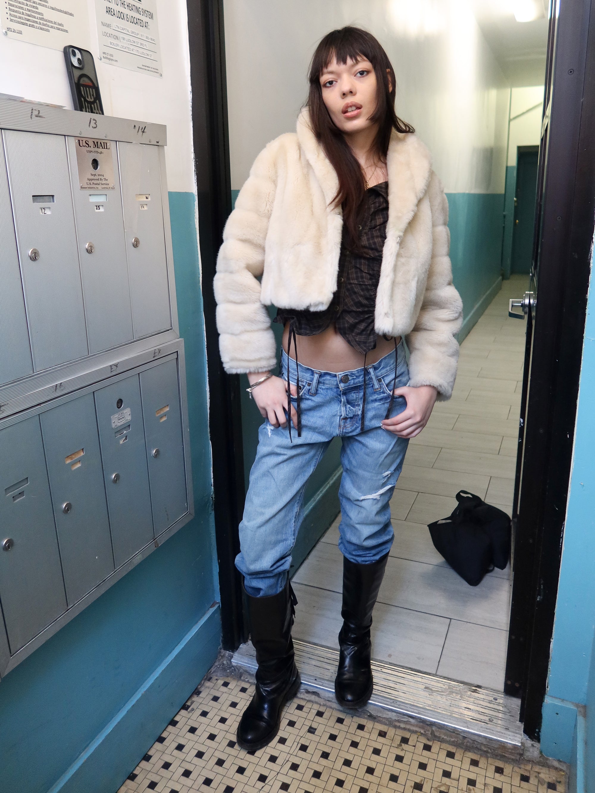 Vintage Cropped Faux Fur Coat