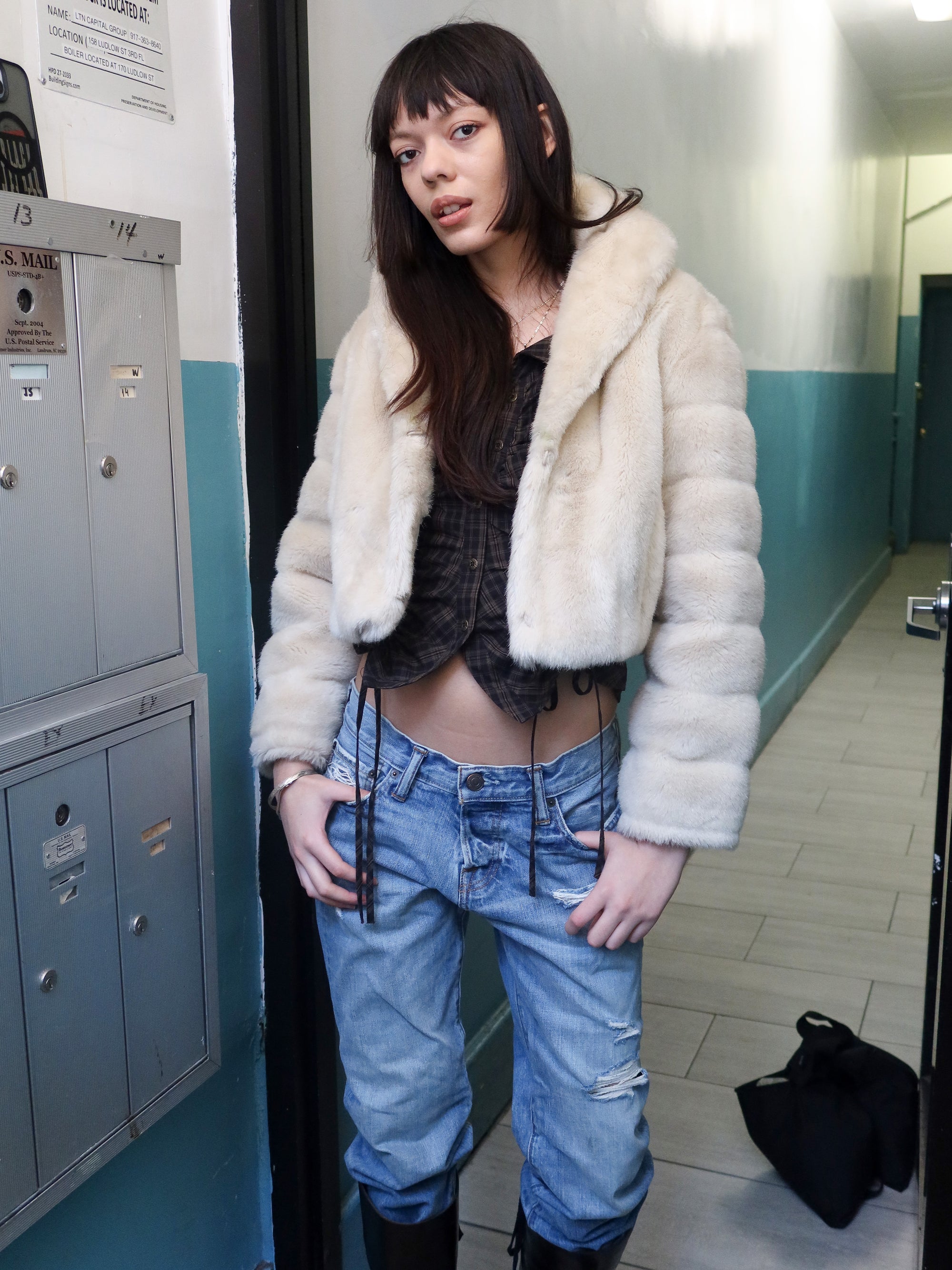 Vintage Cropped Faux Fur Coat