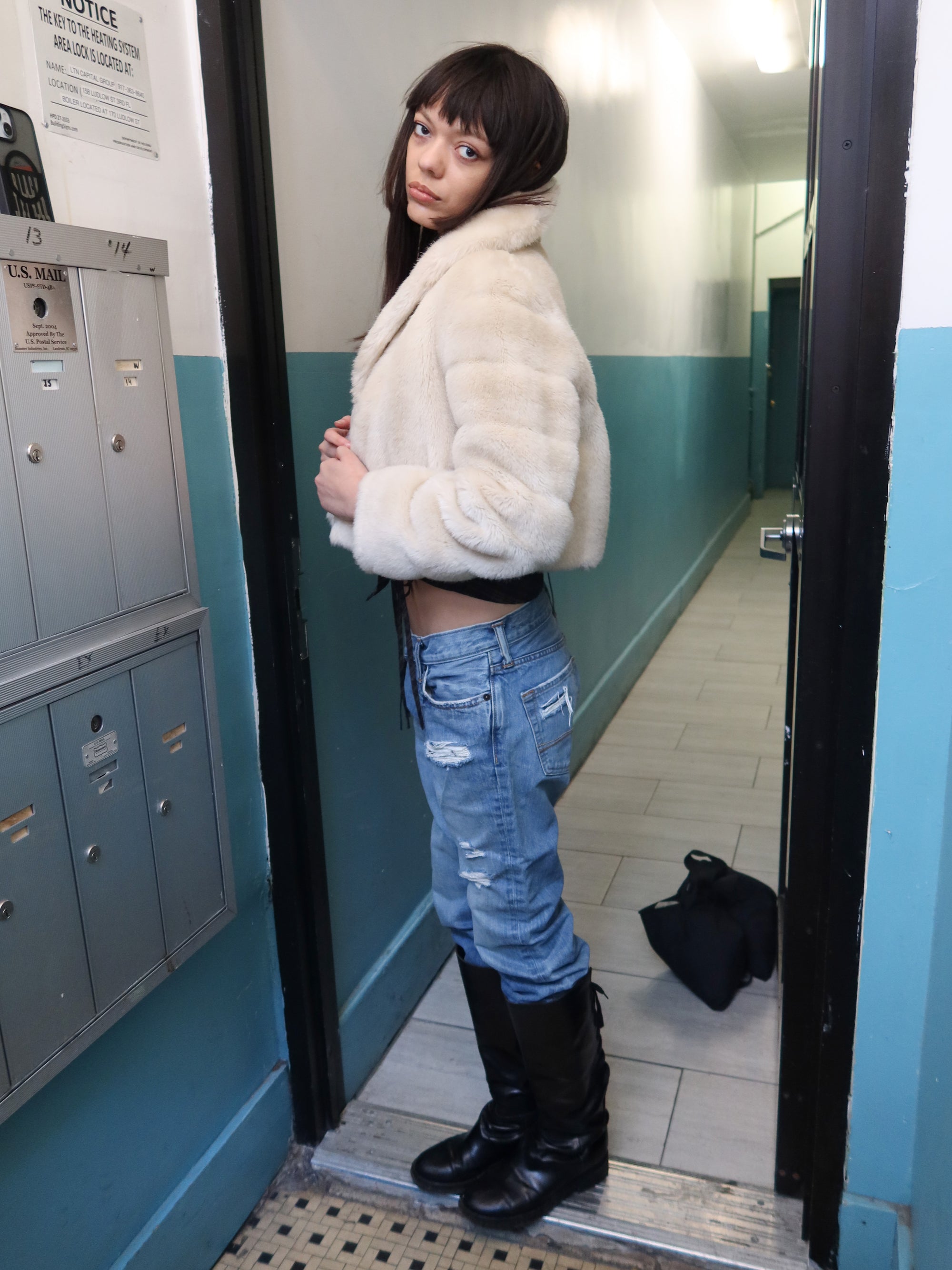 Vintage Cropped Faux Fur Coat