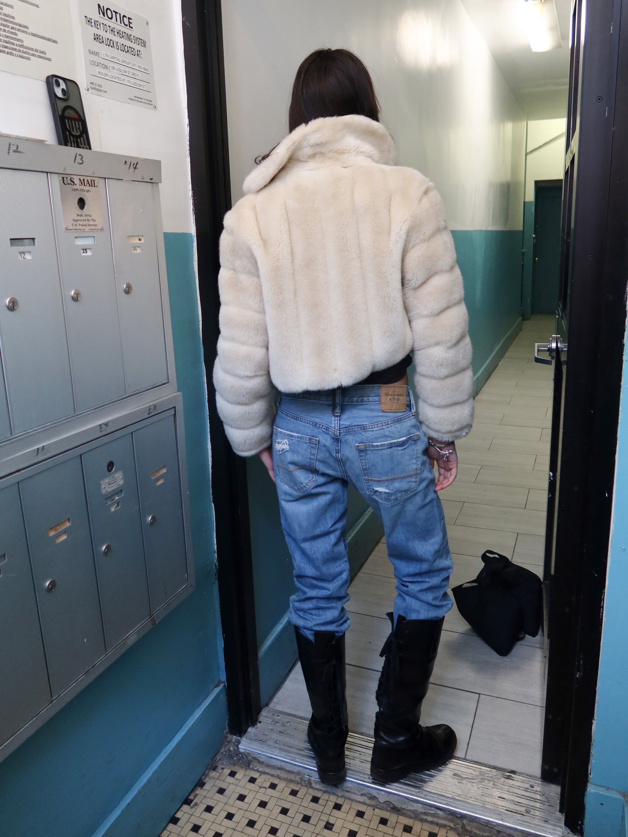 Vintage Cropped Faux Fur Coat