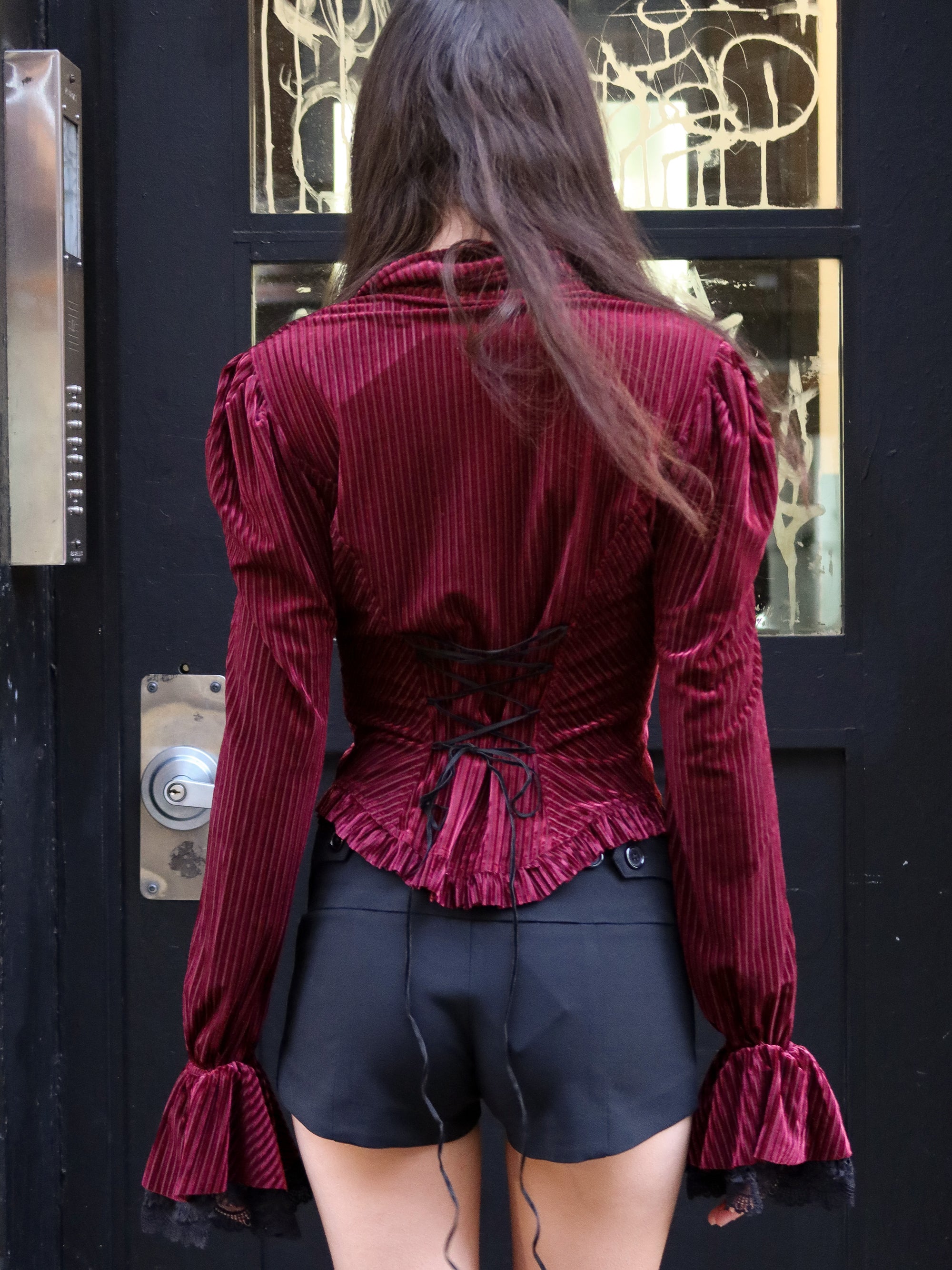 Vintage Velvet Accordion Top