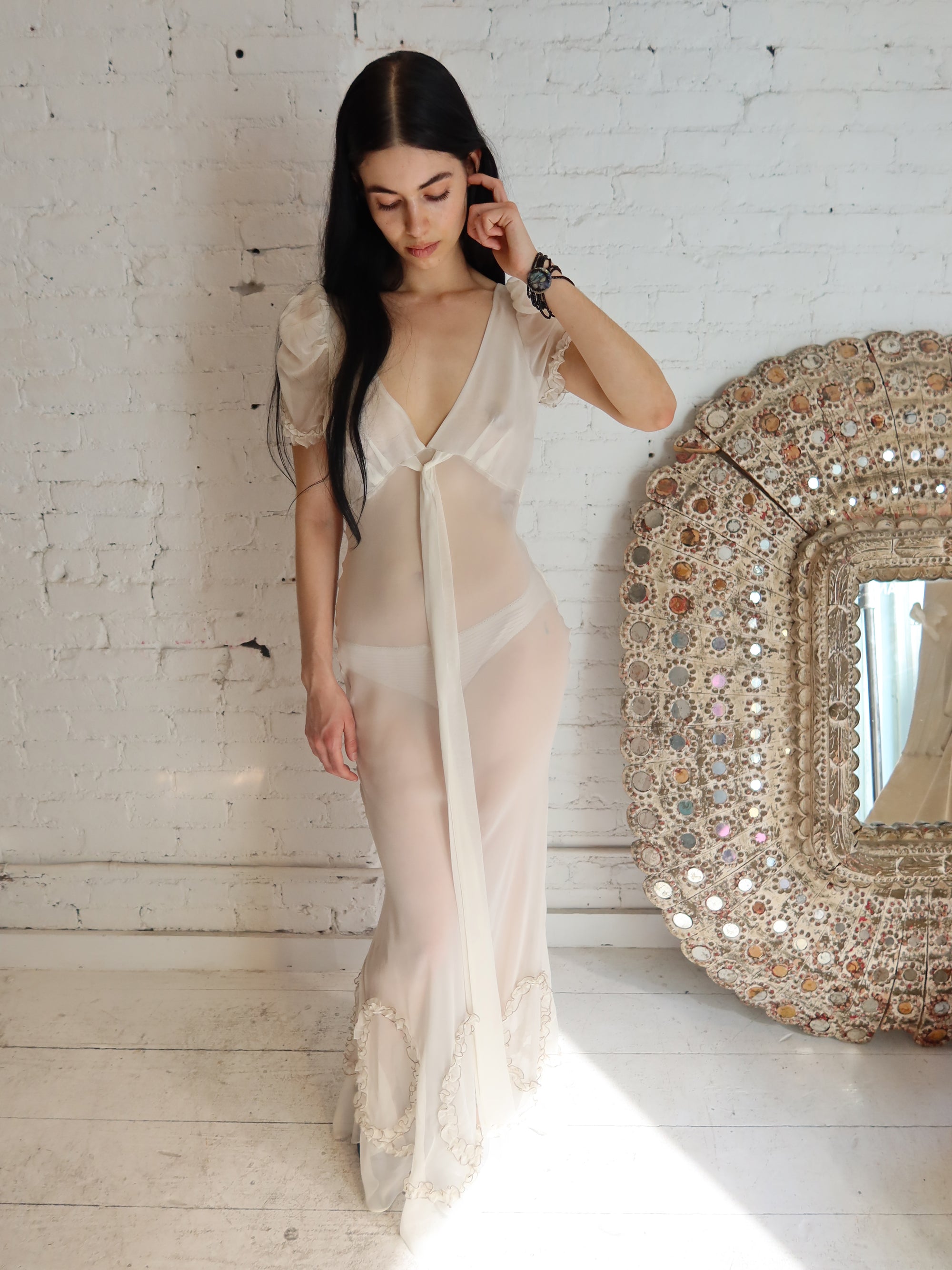 Romantic Dress - White & Beige