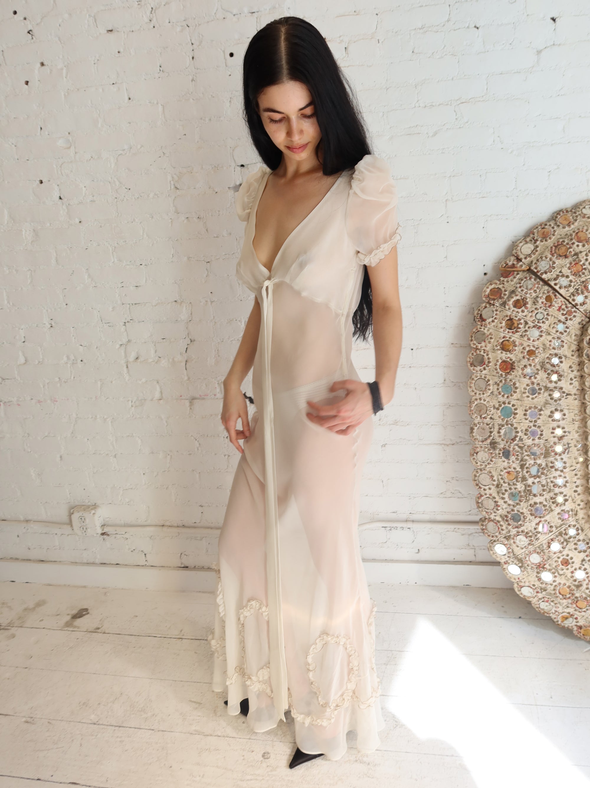 Romantic Dress - White & Beige