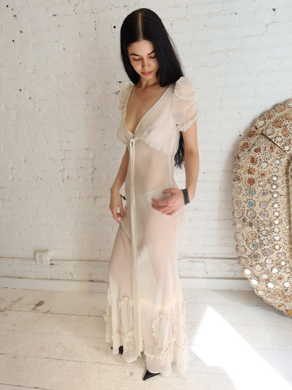 Romantic Dress - White & Beige