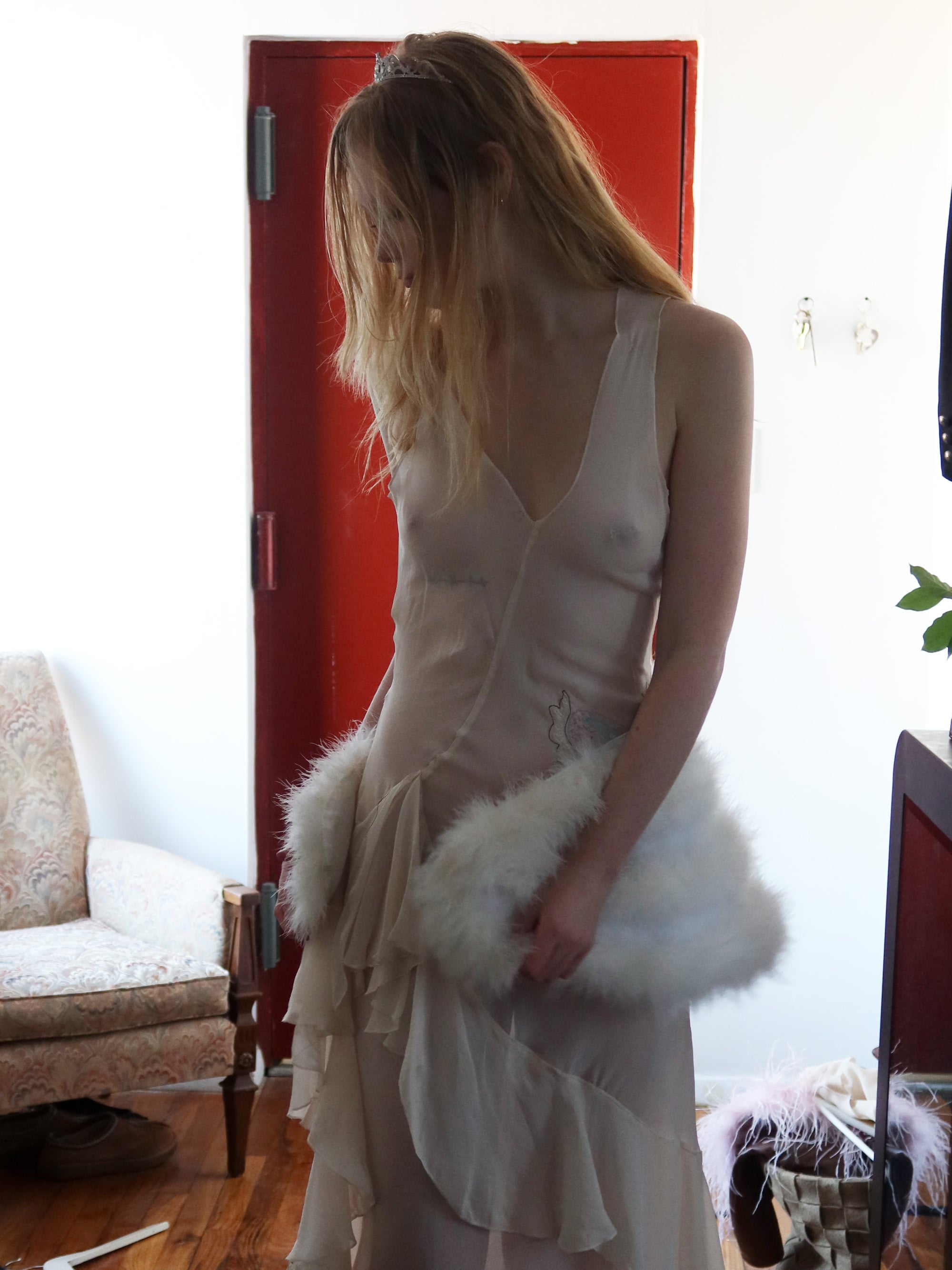 Vintage White Fur Shawl