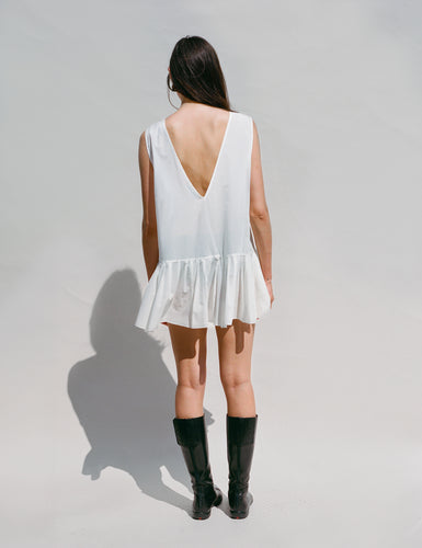 Cloud Mini Dress - White Cotton Voile