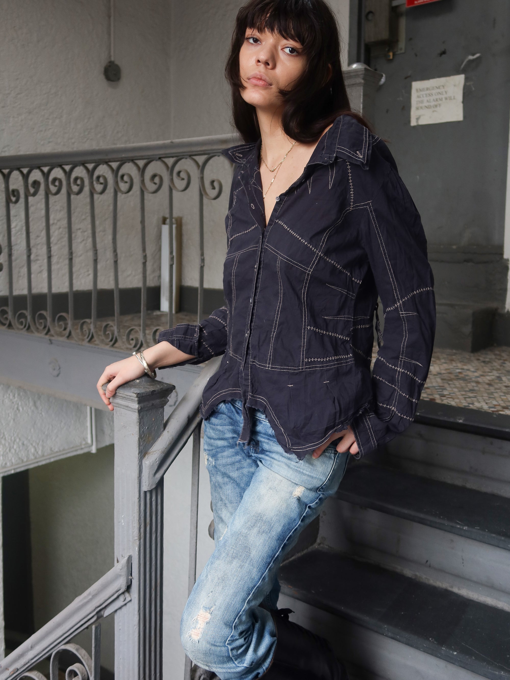 Vintage French Raw Edge Seam Top