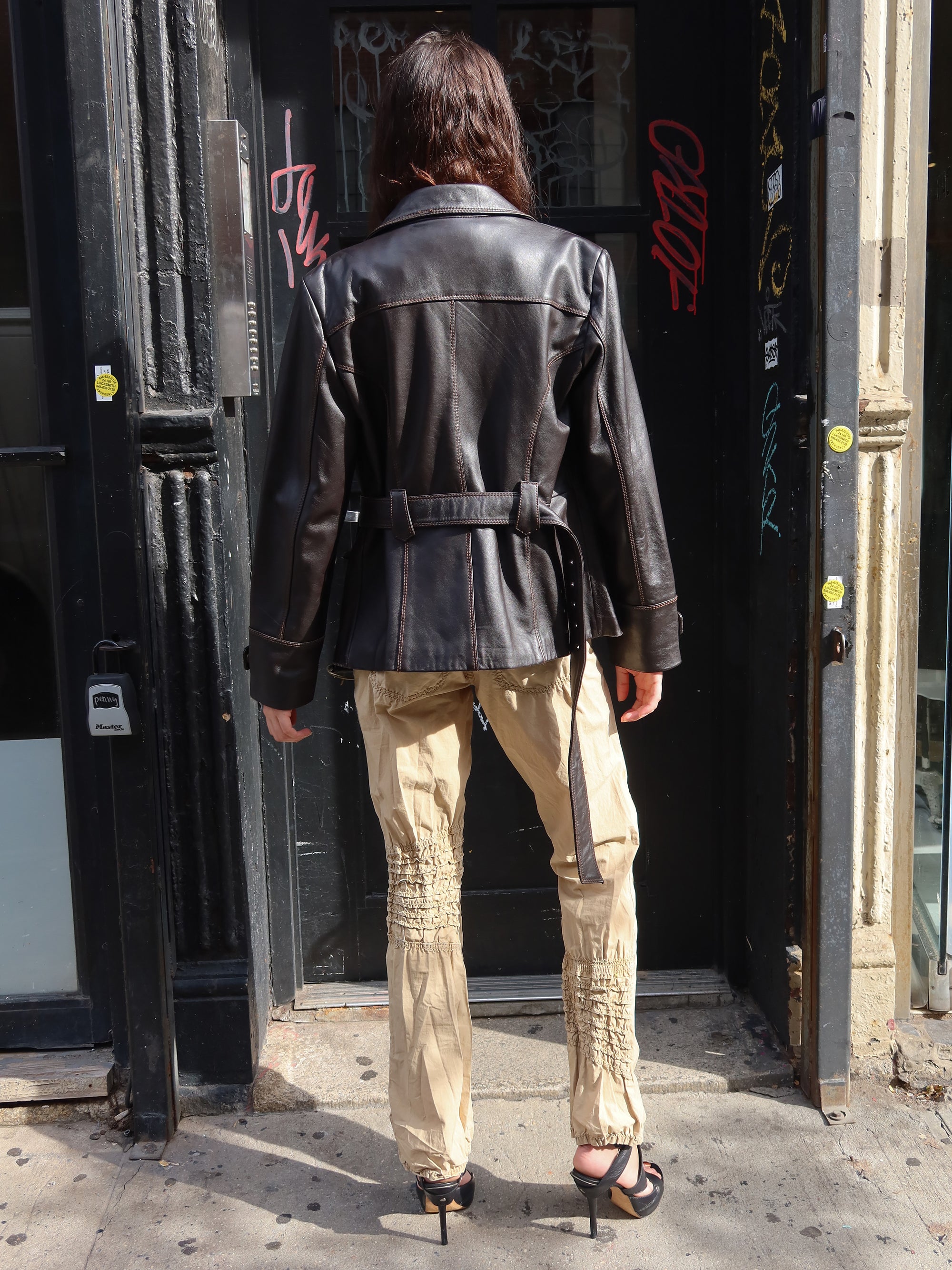 Vintage Belted Leather Jacket