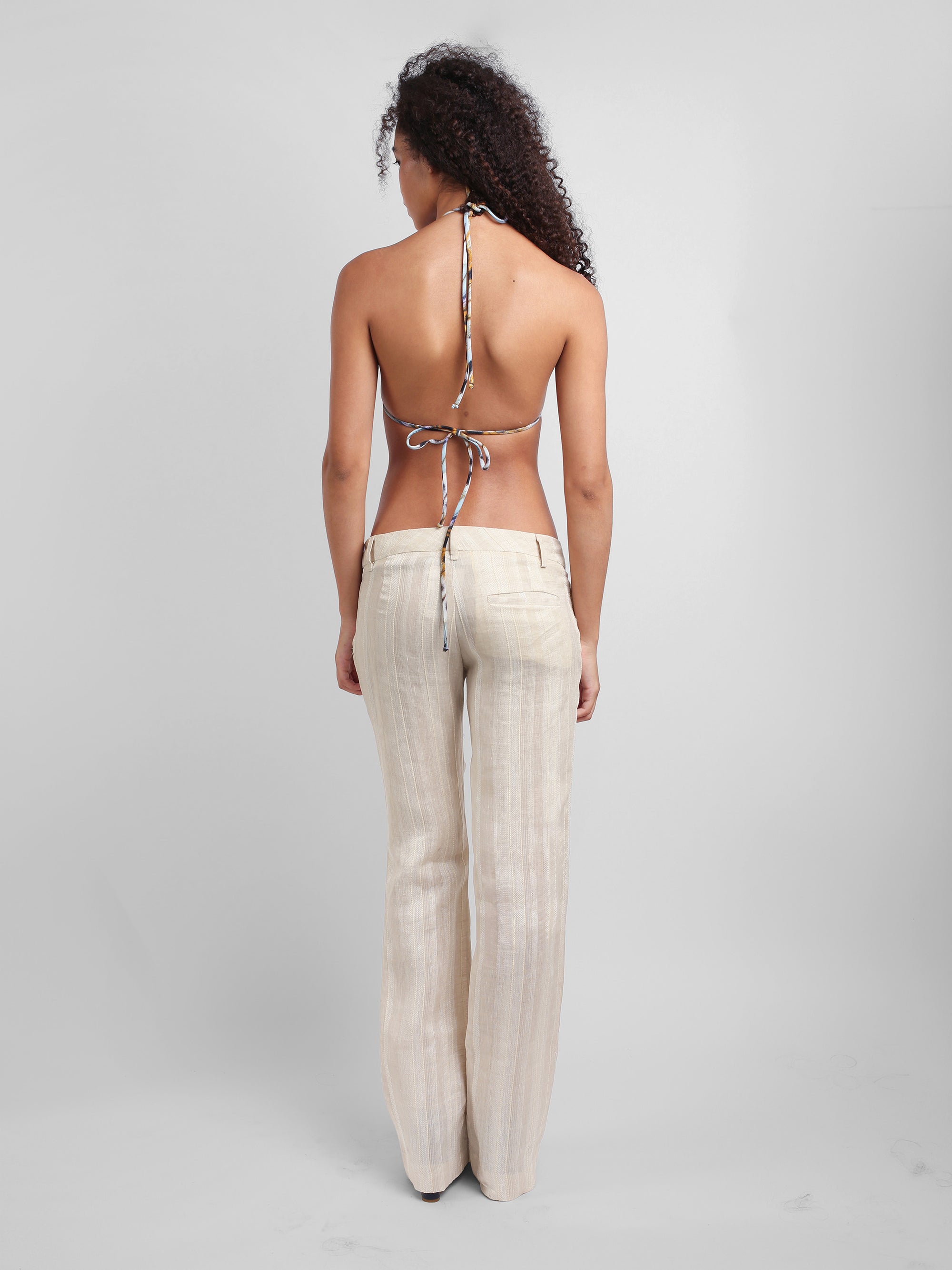 G-Pant - Nude Striped Linen