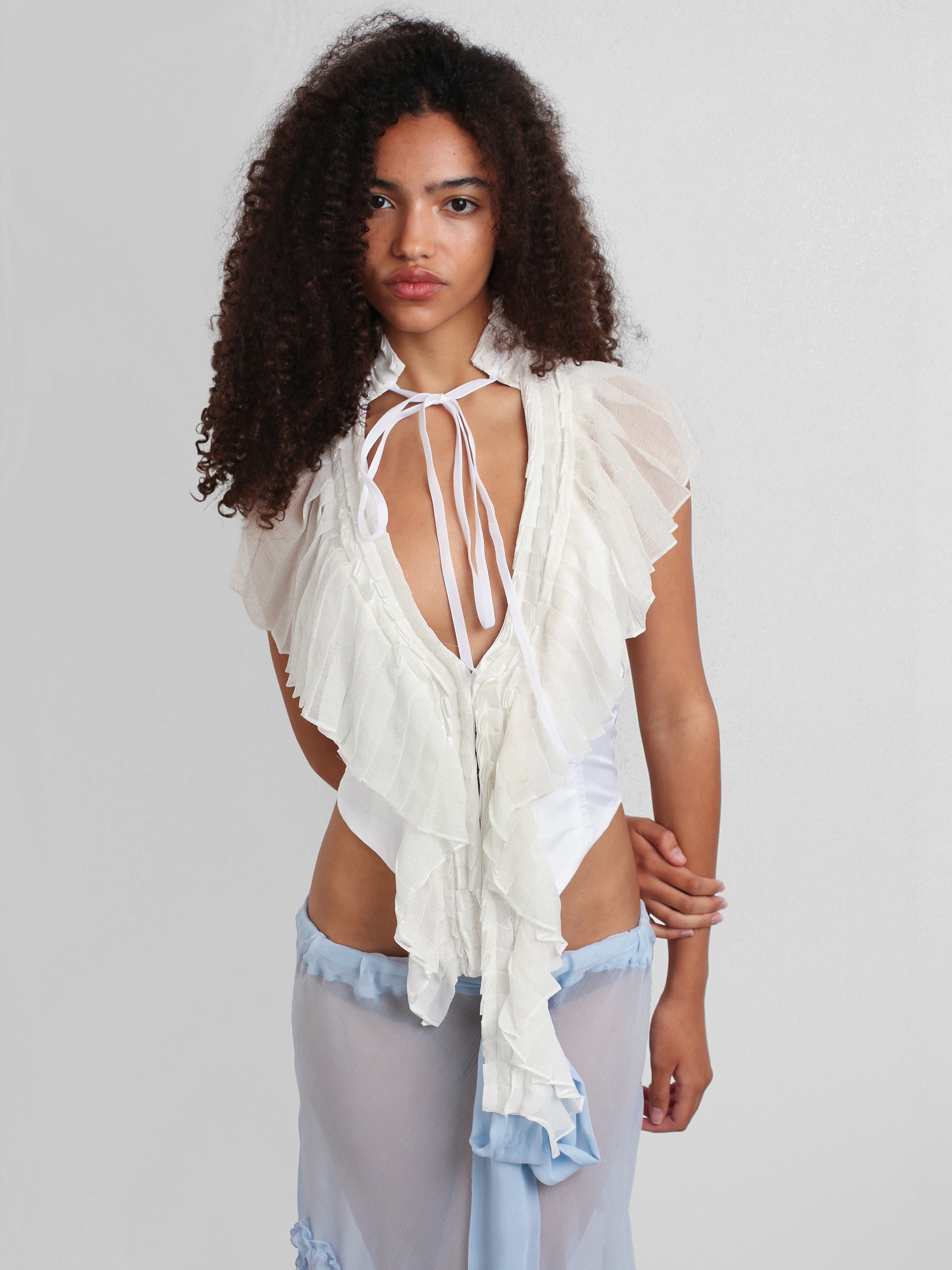 Pleated Vest Top - White