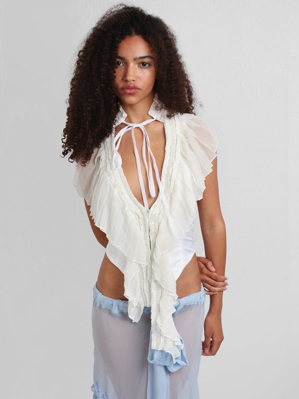 Pleated Vest Top - White