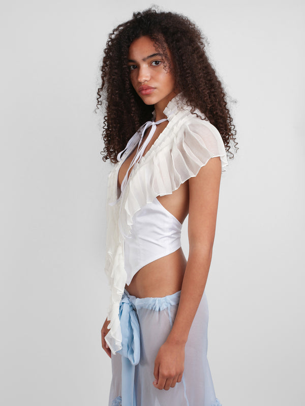 Pleated Vest Top - White